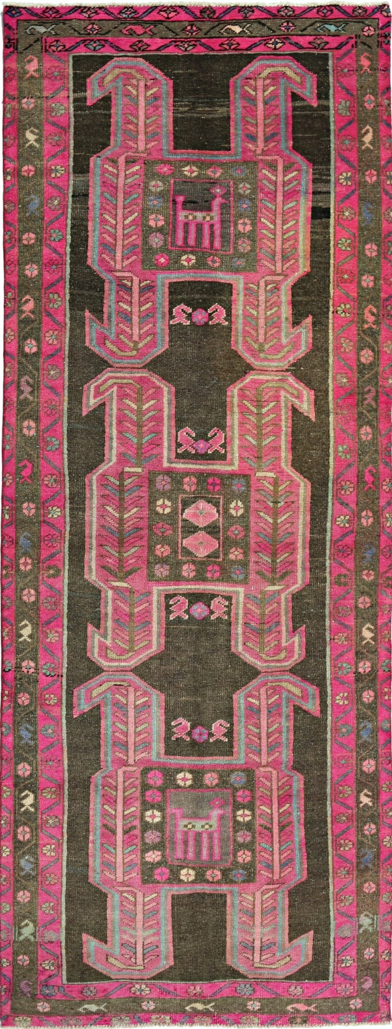 Handmade Vintage Persian Ardebil Hallway Runner | 295 x 109 cm | 9'8" x 3'7" - Najaf Rugs & Textile