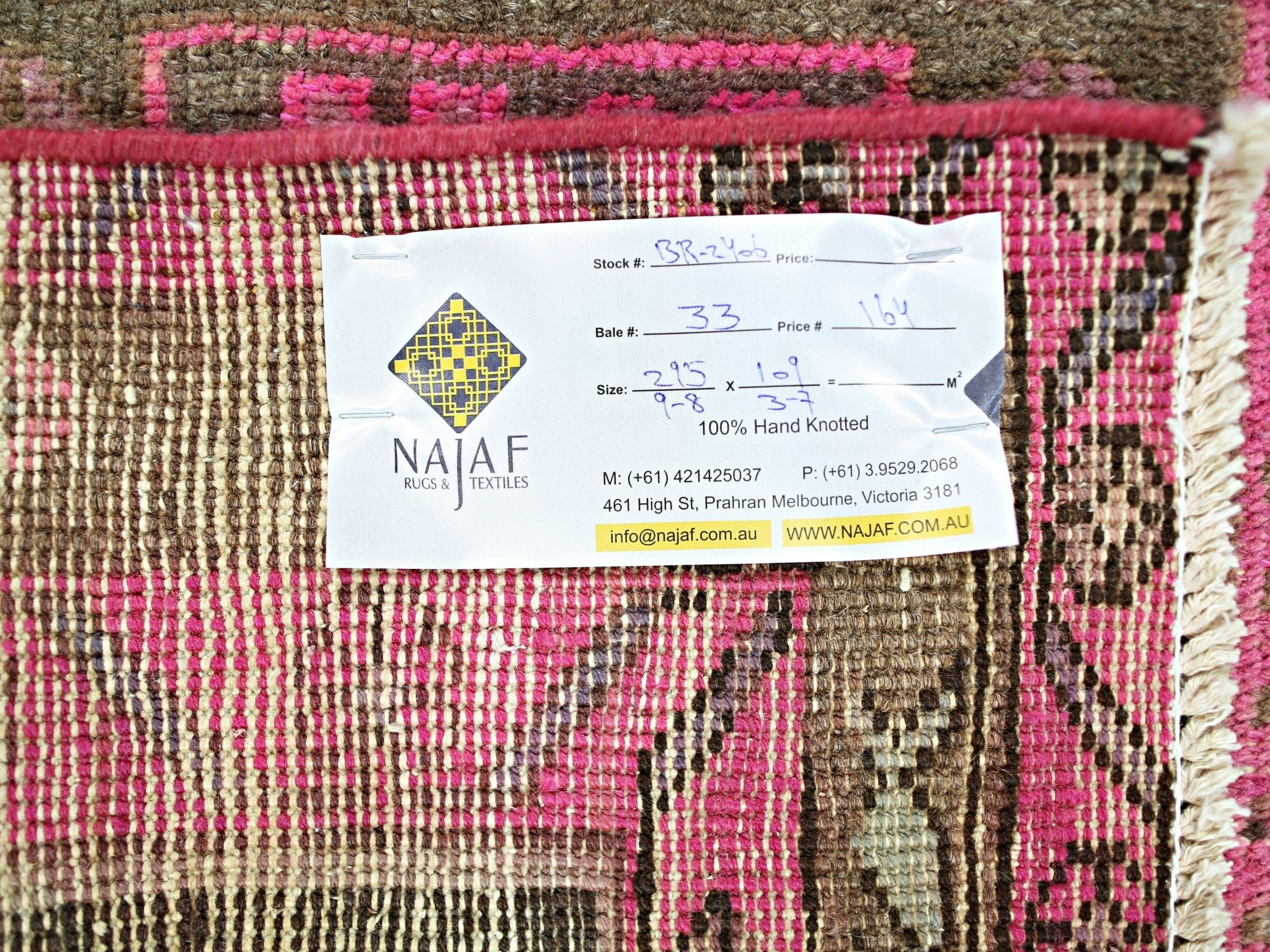 Handmade Vintage Persian Ardebil Hallway Runner | 295 x 109 cm | 9'8" x 3'7" - Najaf Rugs & Textile