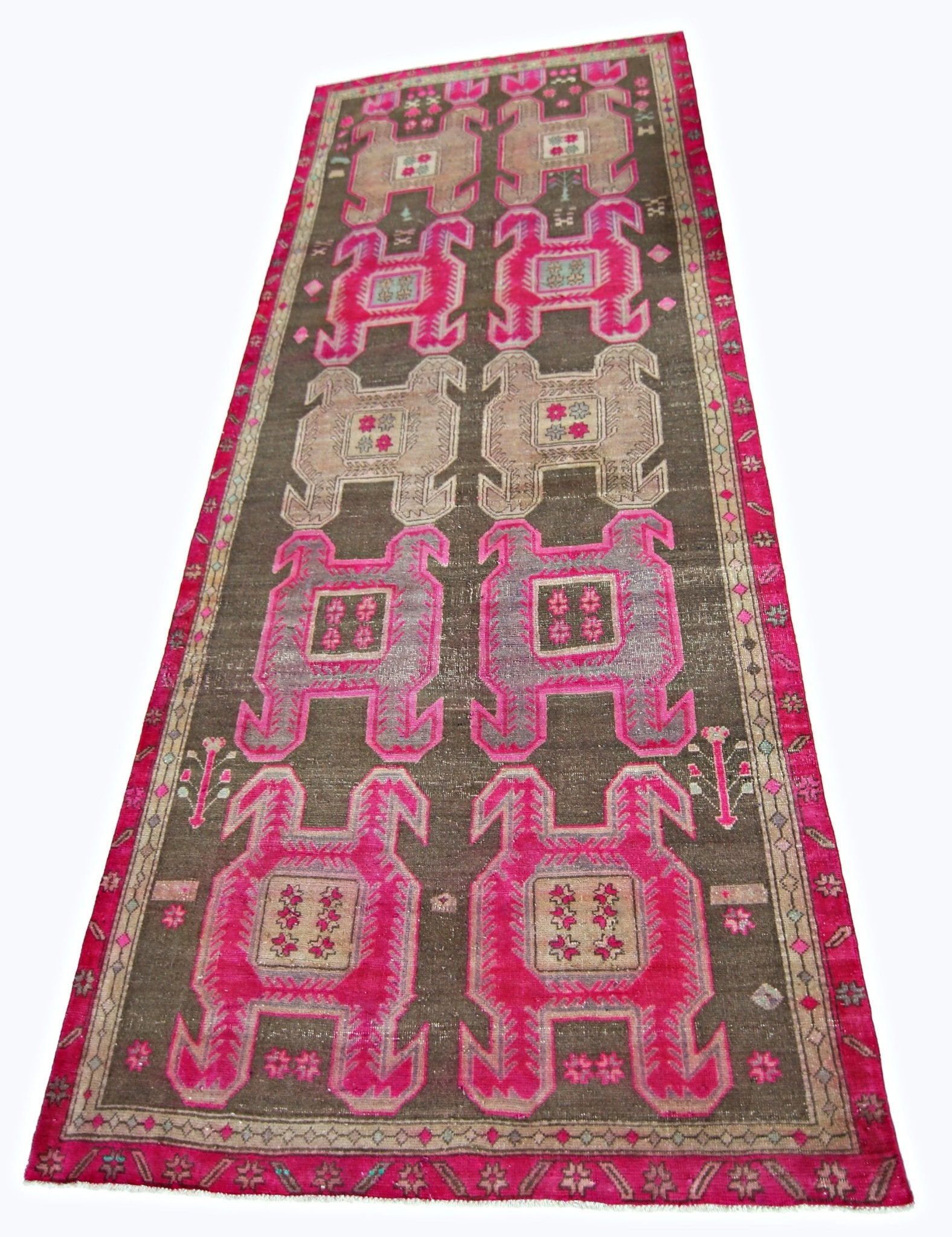 Handmade Vintage Persian Ardebil Hallway Runner | 296 x 120 cm | 9'9" x 3'11" - Najaf Rugs & Textile