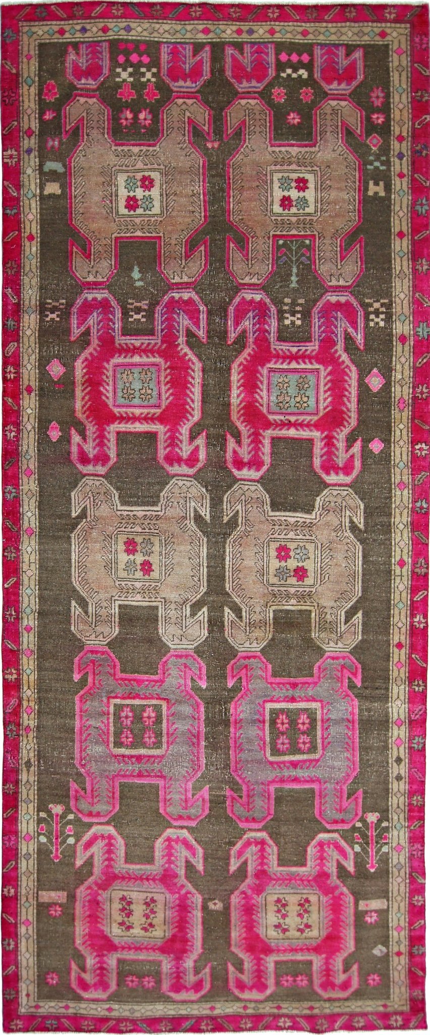 Handmade Vintage Persian Ardebil Hallway Runner | 296 x 120 cm | 9'9" x 3'11" - Najaf Rugs & Textile