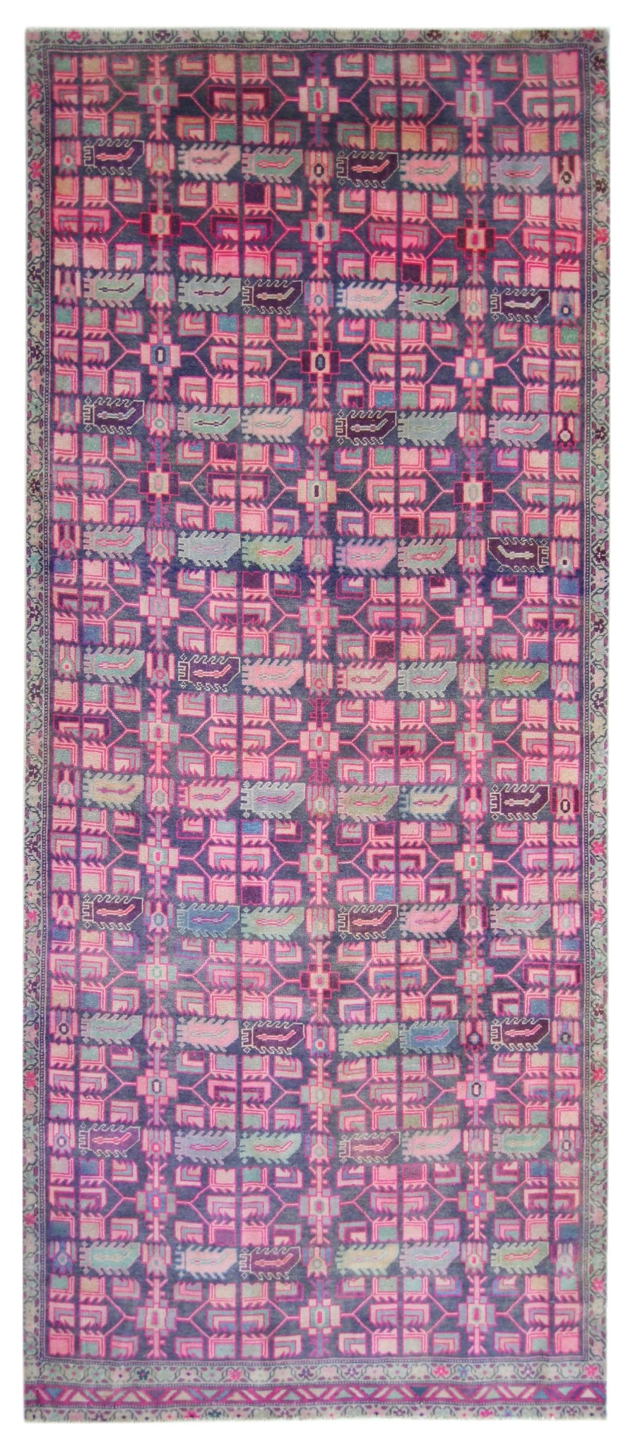 Handmade Vintage Persian Ardebil Hallway Runner | 300 x 127 cm | 9'10" x 4'2" - Najaf Rugs & Textile