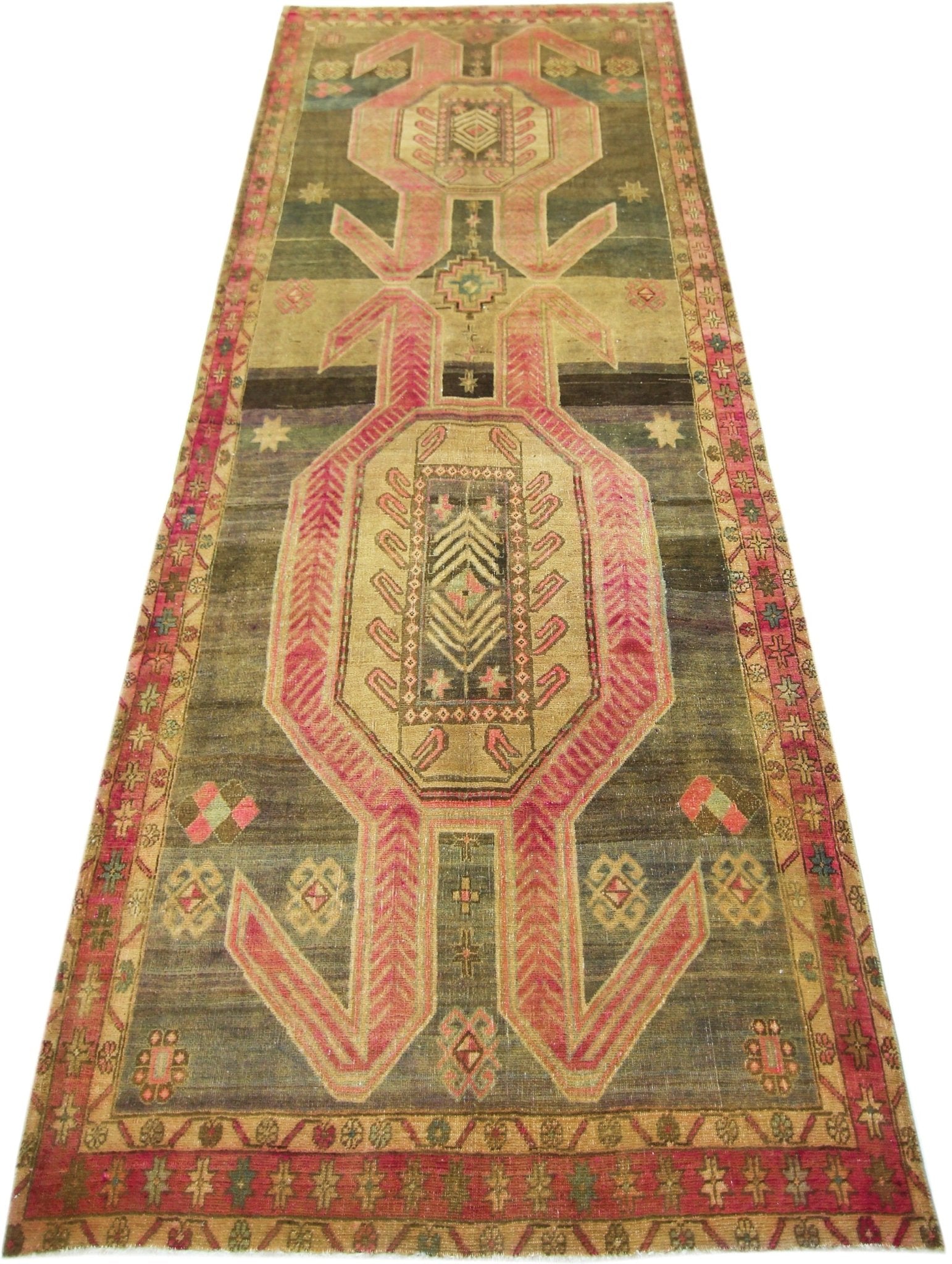 Handmade Vintage Persian Ardebil Hallway Runner | 304 x 121 cm | 10' x 4' - Najaf Rugs & Textile