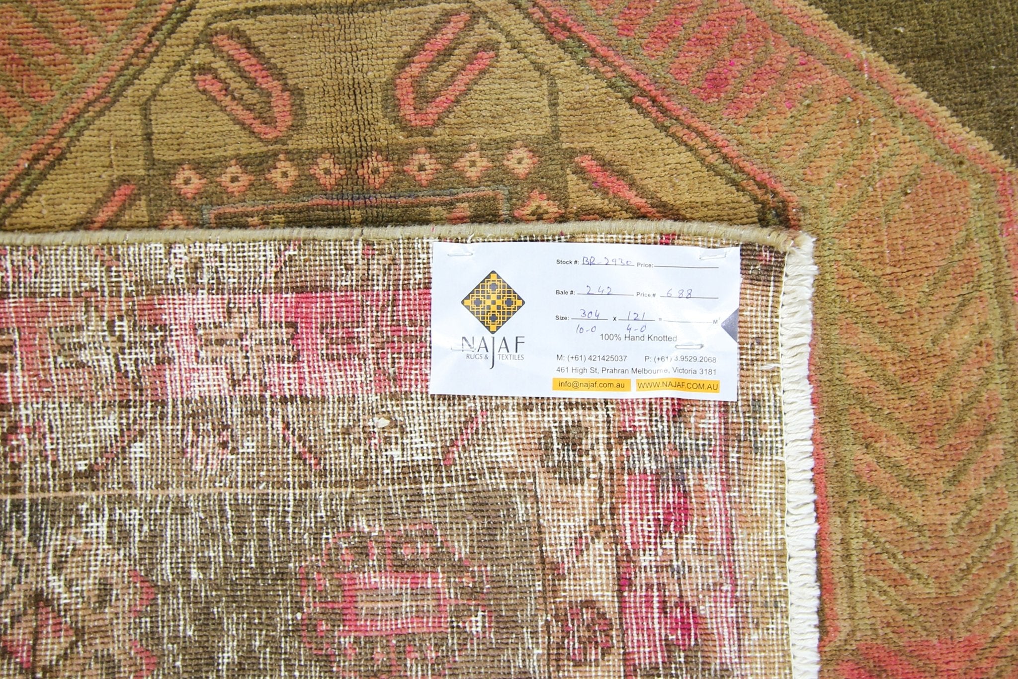 Handmade Vintage Persian Ardebil Hallway Runner | 304 x 121 cm | 10' x 4' - Najaf Rugs & Textile