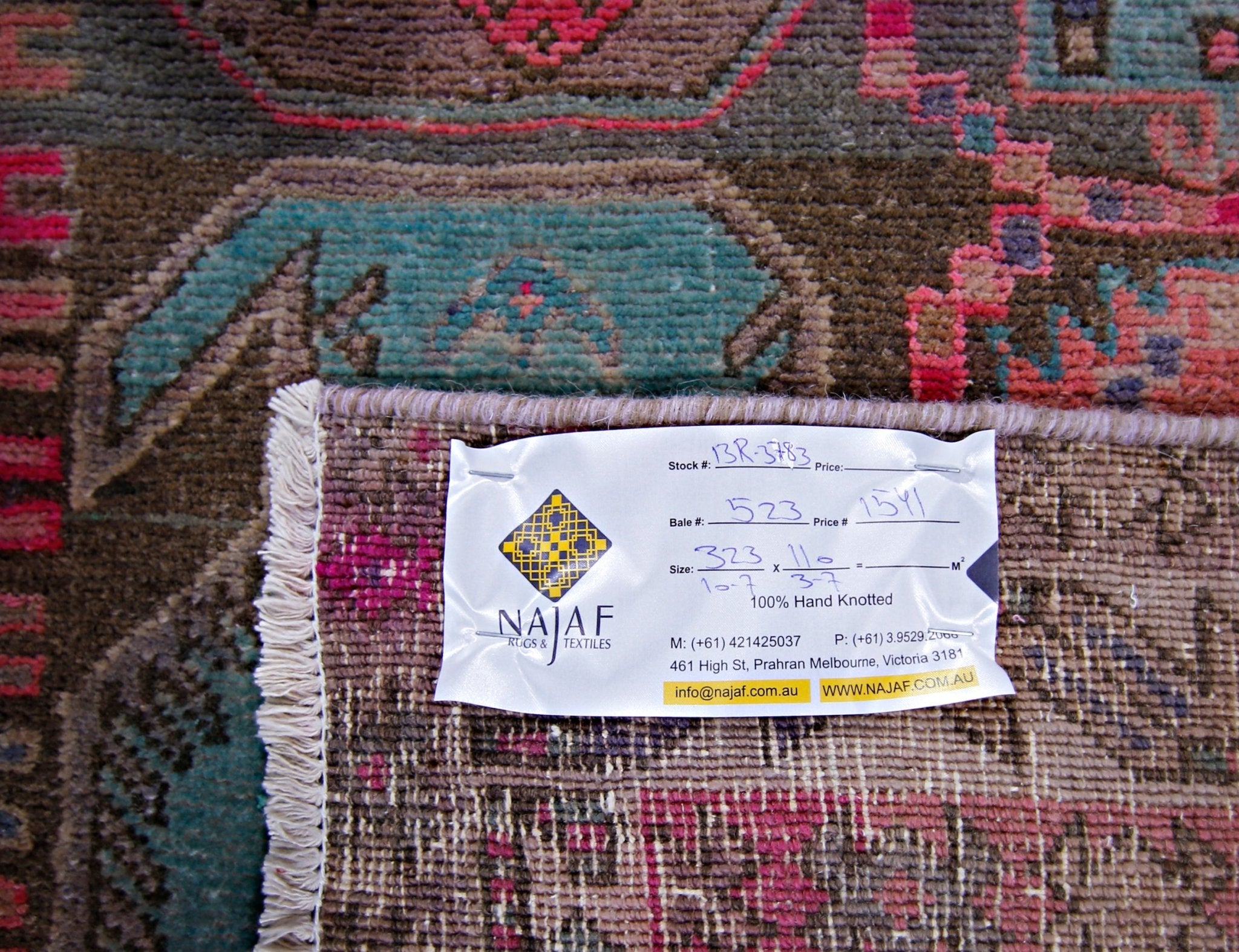 Handmade Vintage Persian Ardebil Hallway Runner | 323 x 110 cm | 10'7" x 3'7" - Najaf Rugs & Textile