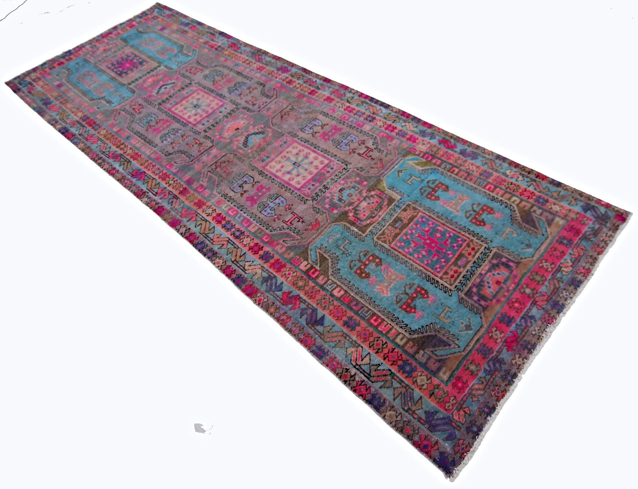 Handmade Vintage Persian Ardebil Hallway Runner | 323 x 110 cm | 10'7" x 3'7" - Najaf Rugs & Textile