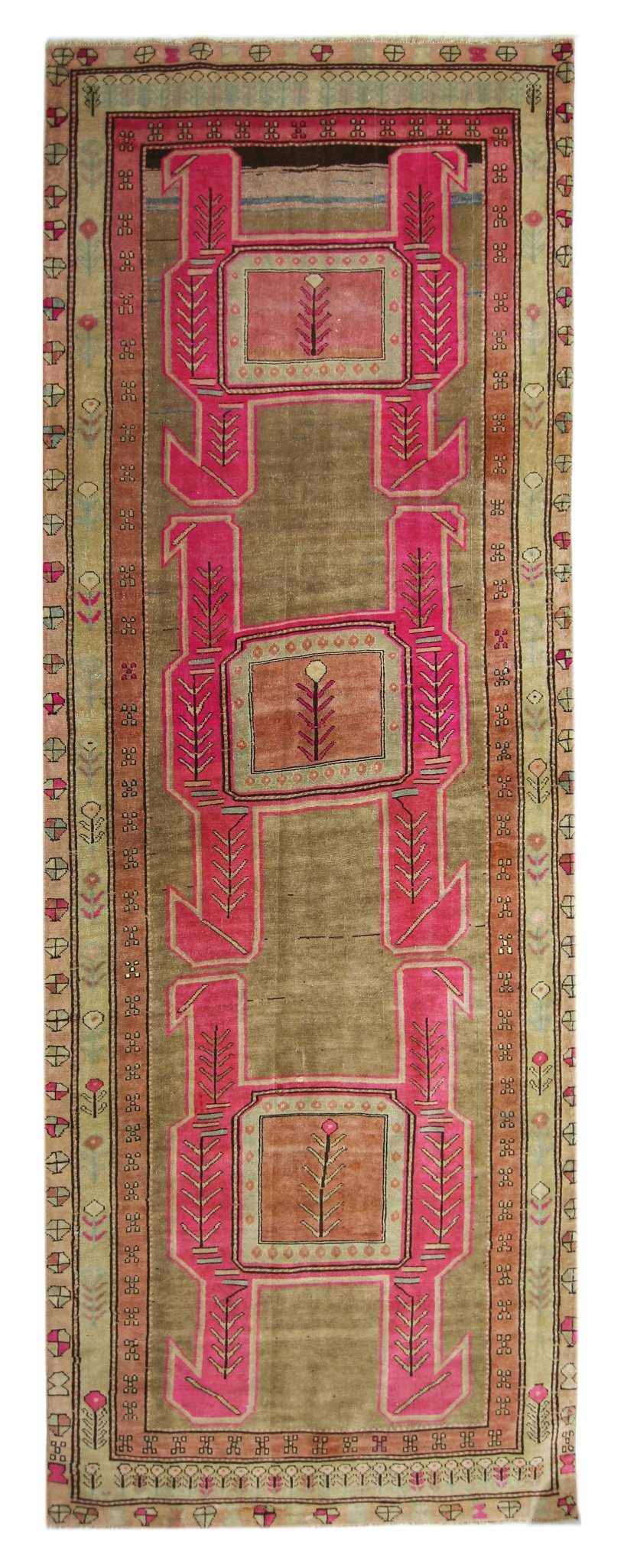 Handmade Vintage Persian Ardebil Hallway Runner | 323 x 125 cm | 10'7" x 4'1" - Najaf Rugs & Textile