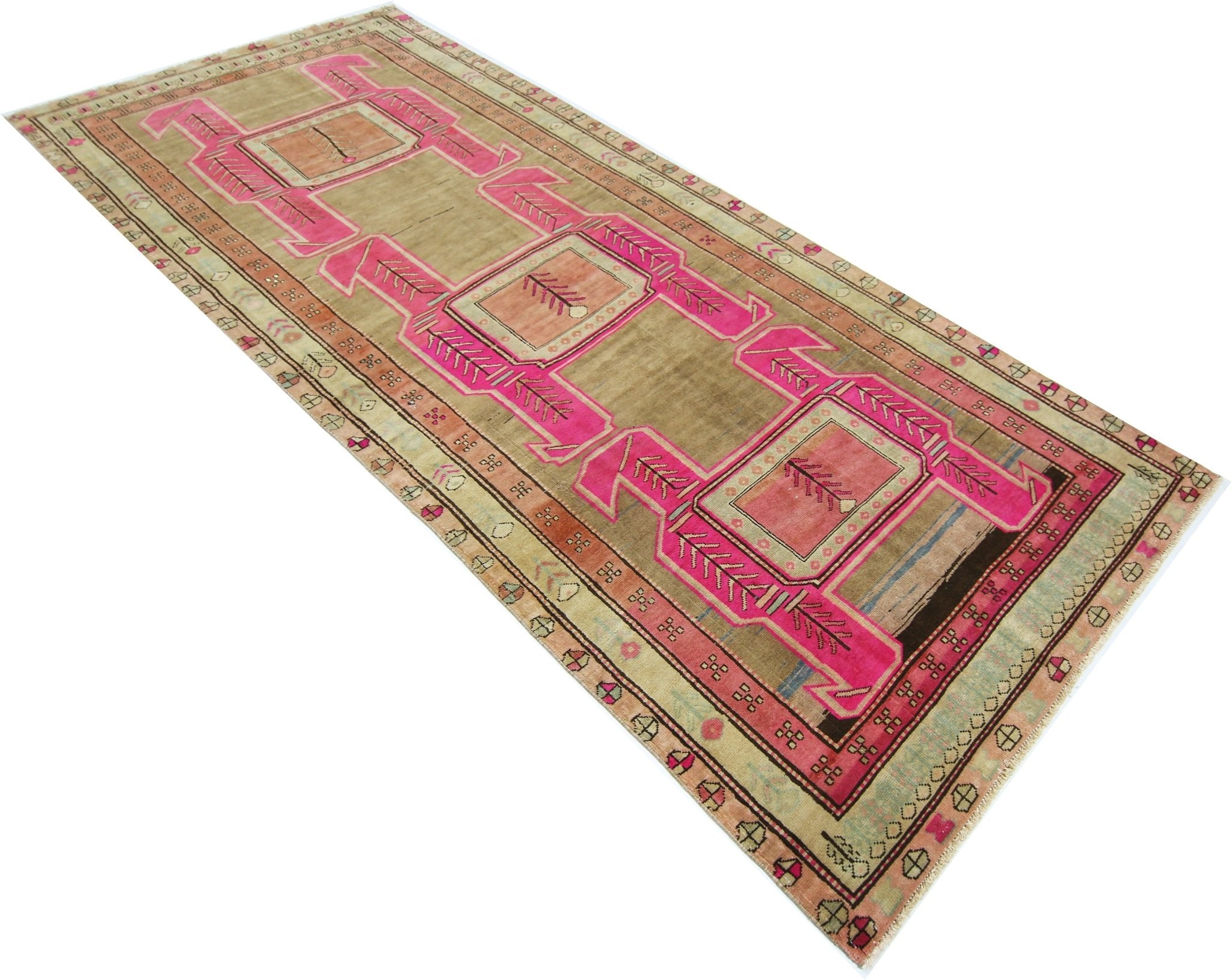 Handmade Vintage Persian Ardebil Hallway Runner | 323 x 125 cm | 10'7" x 4'1" - Najaf Rugs & Textile