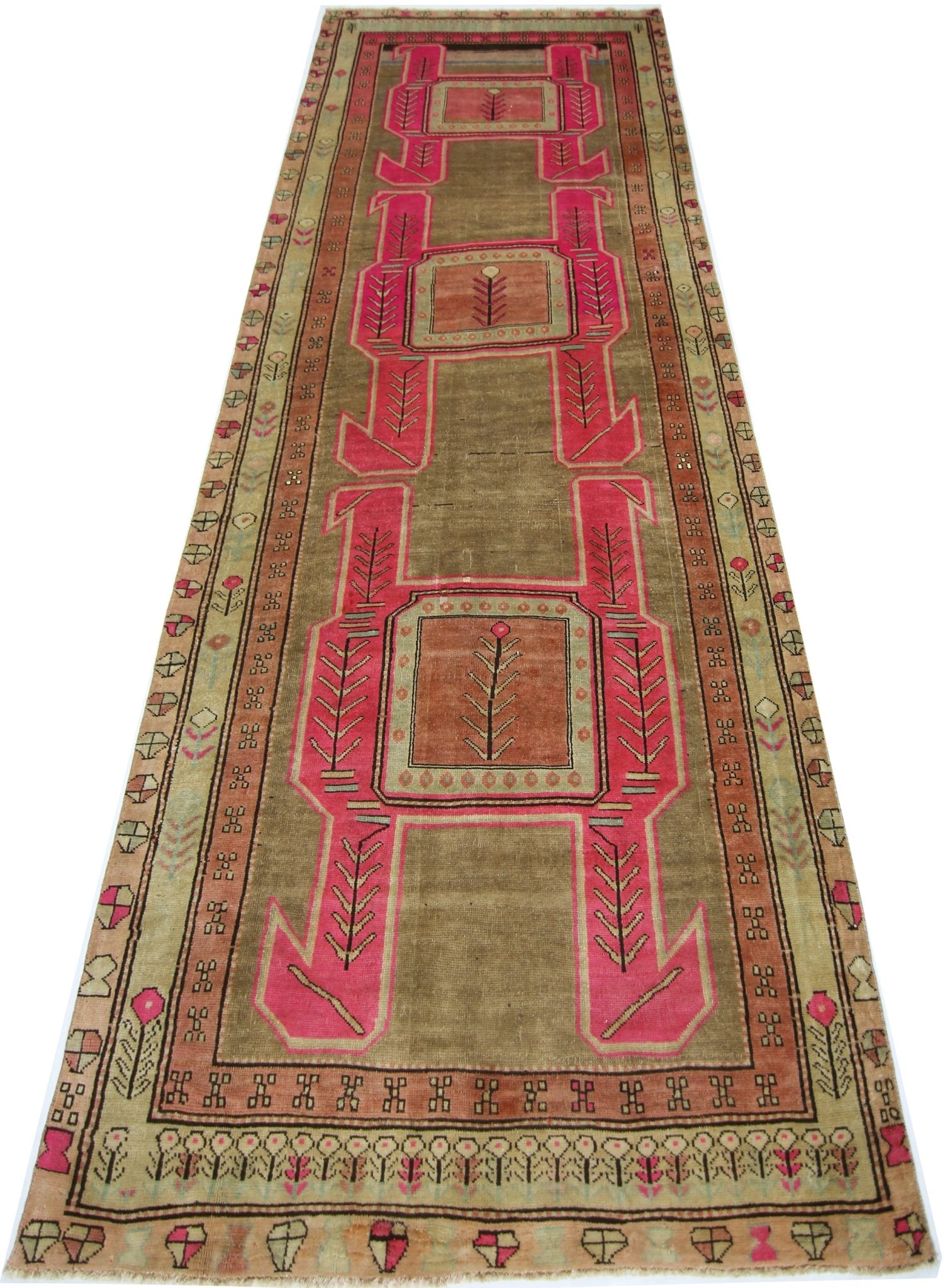 Handmade Vintage Persian Ardebil Hallway Runner | 323 x 125 cm | 10'7" x 4'1" - Najaf Rugs & Textile