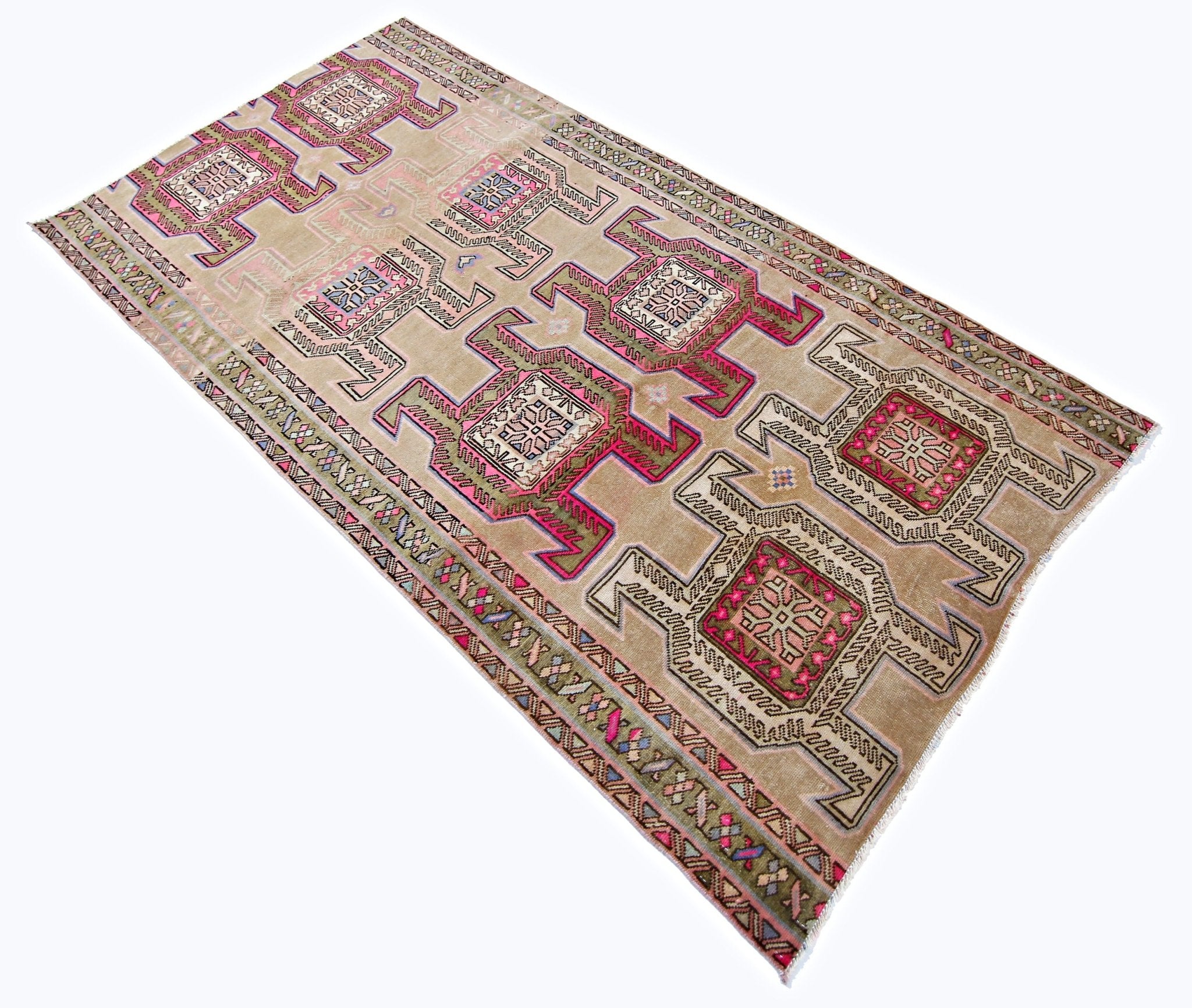 Handmade Vintage Persian Ardebil Rug | 226 x 116 cm | 7'5" x 3'10" - Najaf Rugs & Textile