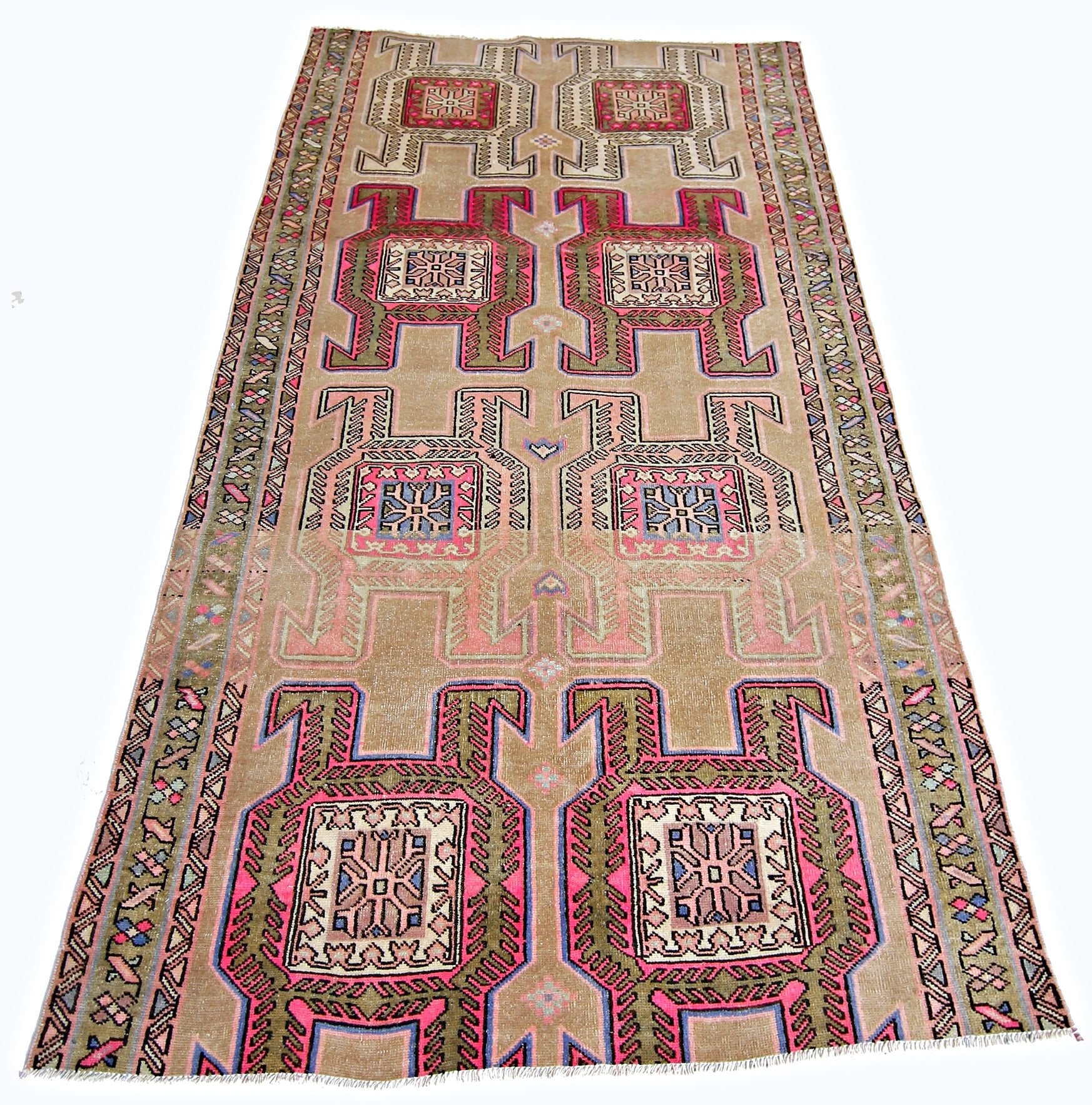 Handmade Vintage Persian Ardebil Rug | 226 x 116 cm | 7'5" x 3'10" - Najaf Rugs & Textile