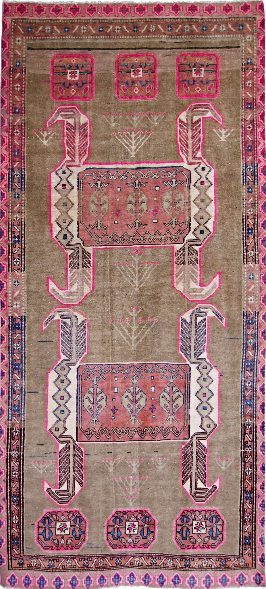 Handmade Vintage Persian Ardebil Rug | 263 x 118 cm | 8'7" x 3'10" - Najaf Rugs & Textile