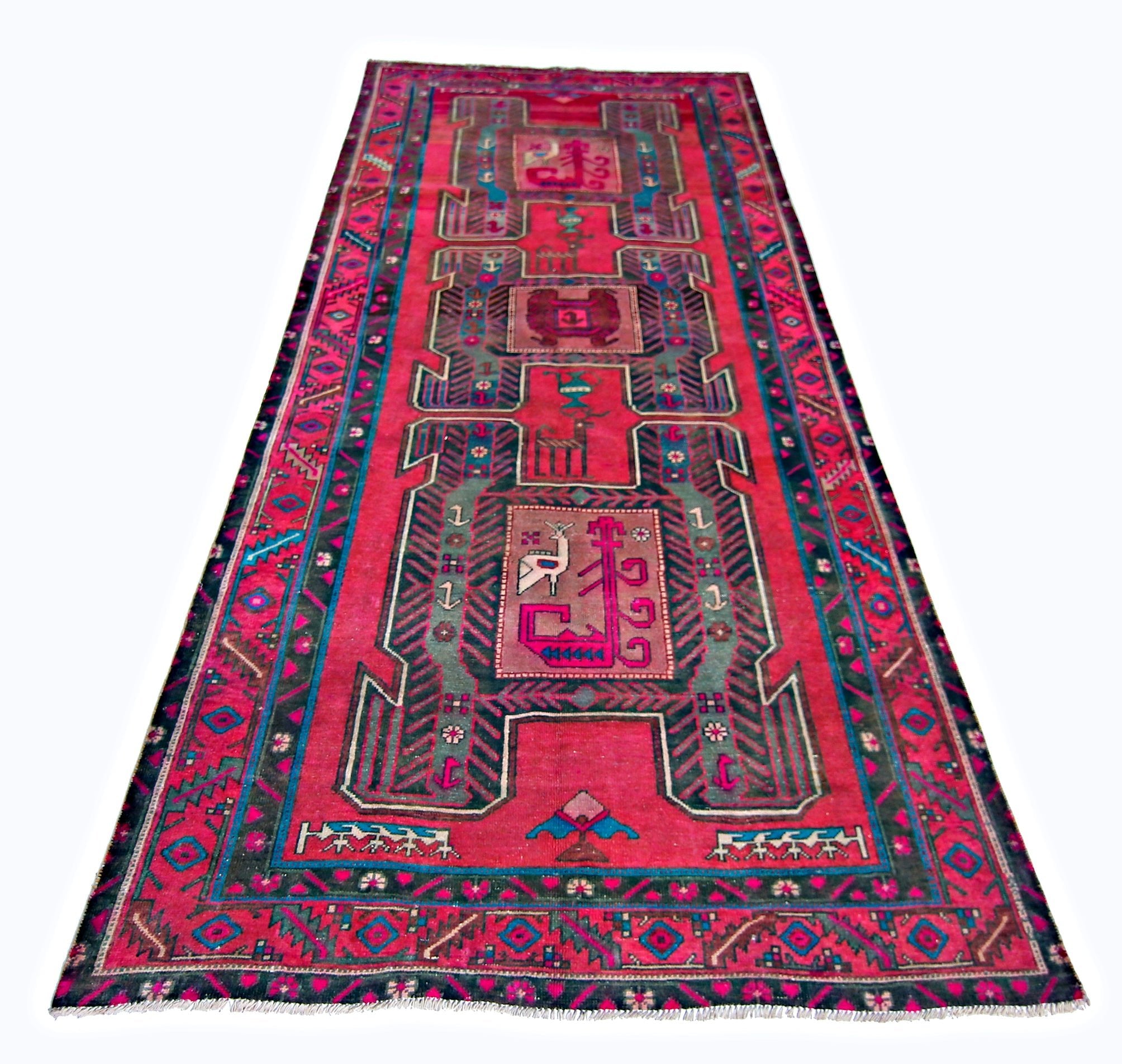 Handmade Vintage Persian Ardebil Rug | 287 x 130 cm | 9'5" x 4'3" - Najaf Rugs & Textile