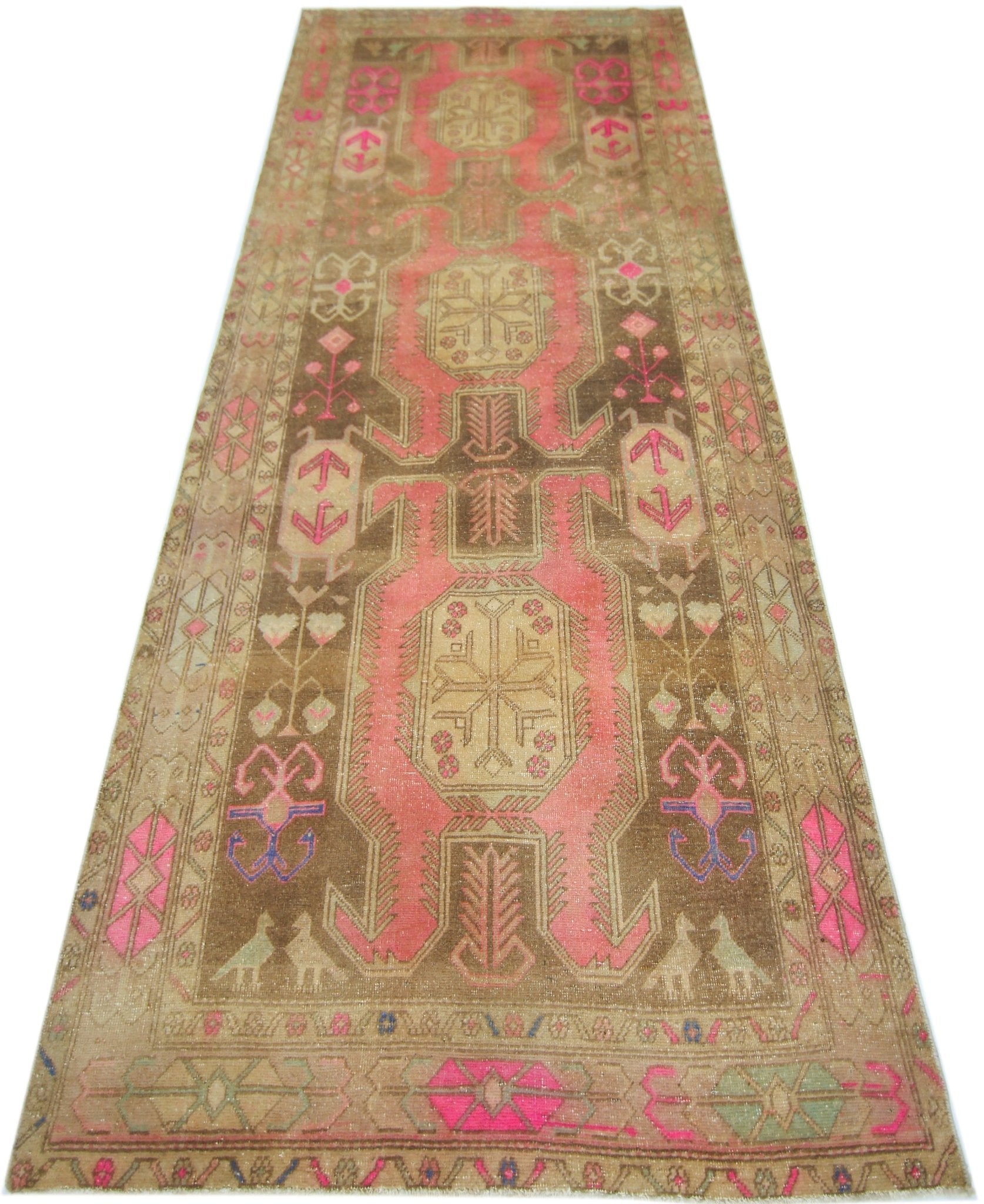 Handmade Vintage Persian Ardebil Rug | 302 x 129 cm | 9'11" x 4'3" - Najaf Rugs & Textile