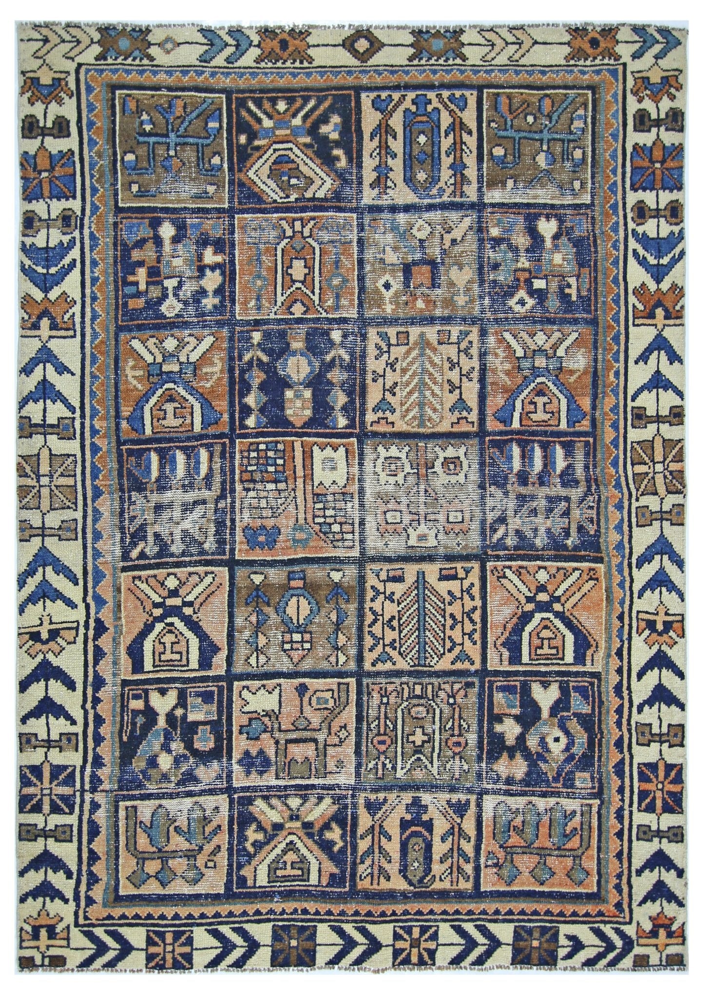 Handmade Vintage Persian Bakhtiar Rug | 191 x 138 cm | 6'3" x 4'7" - Najaf Rugs & Textile