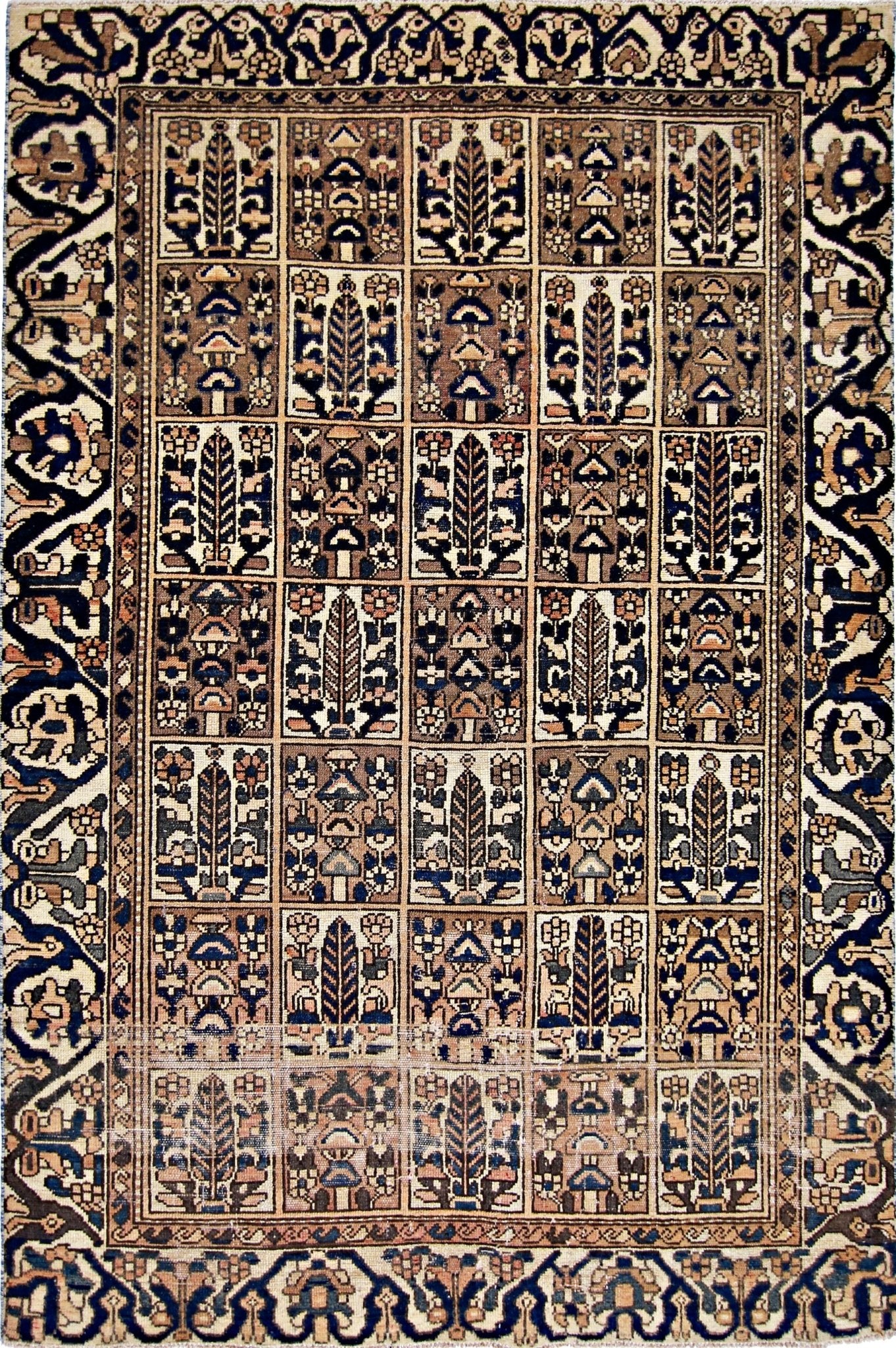 Handmade Vintage Persian Bakhtiar Rug | 199 x 140 cm | 6'6" x 4'7" - Najaf Rugs & Textile