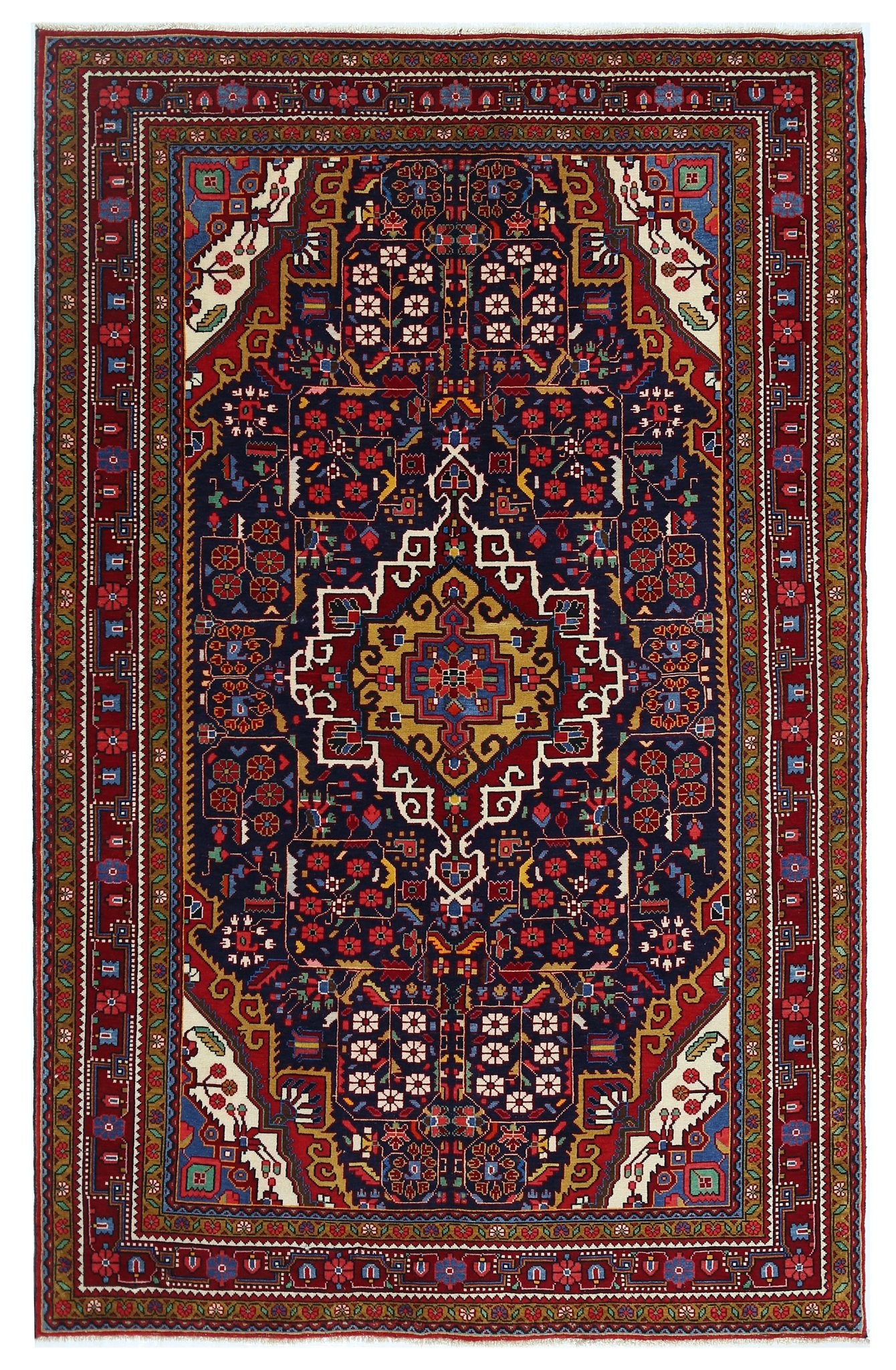 Handmade Vintage Persian Bakhtiar Rug | 209 x 132 cm | 6'10" x 4'4" - Najaf Rugs & Textile