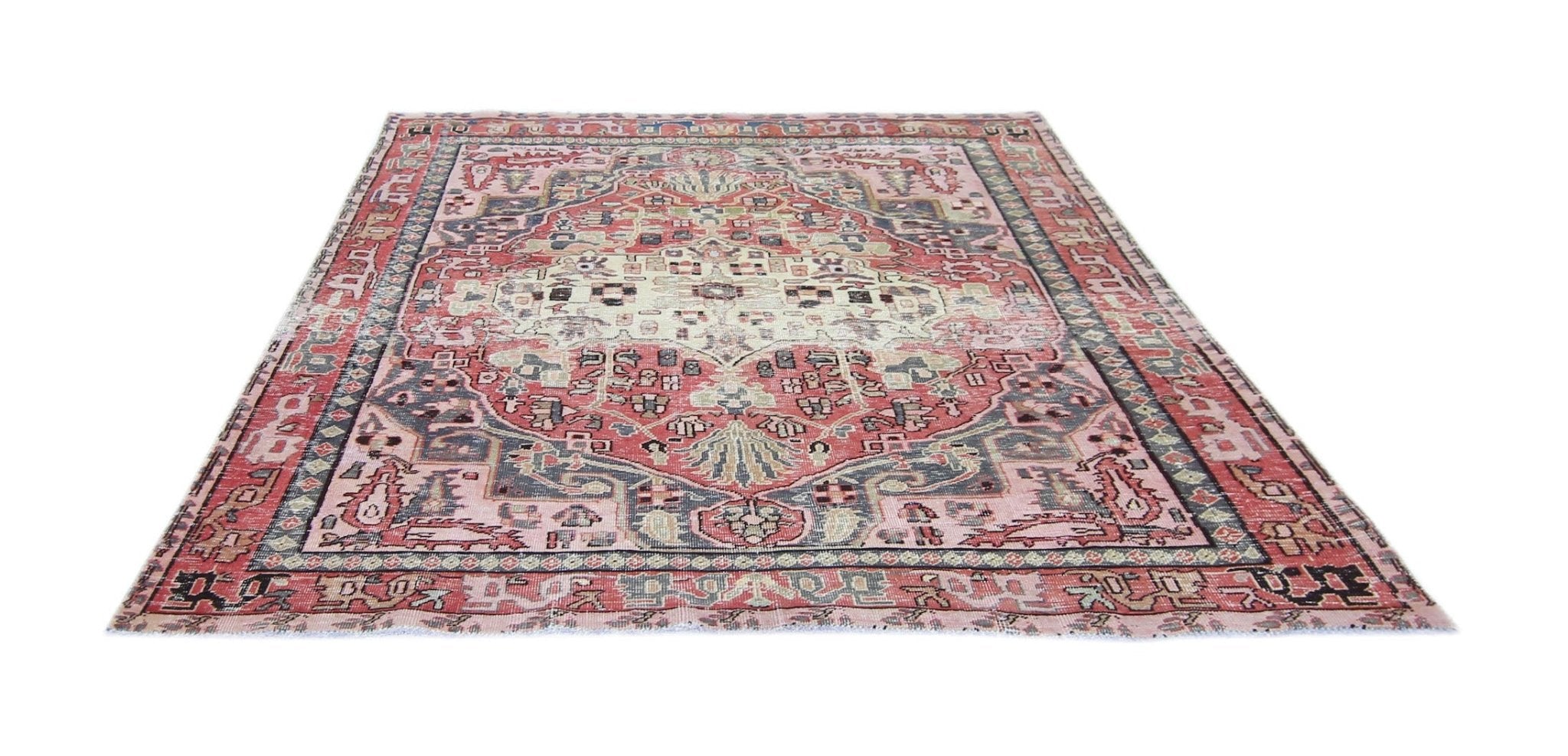Handmade Vintage Persian Bakhtiar Rug | 210 x 196 cm | 6'5" x 6'10" - Najaf Rugs & Textile