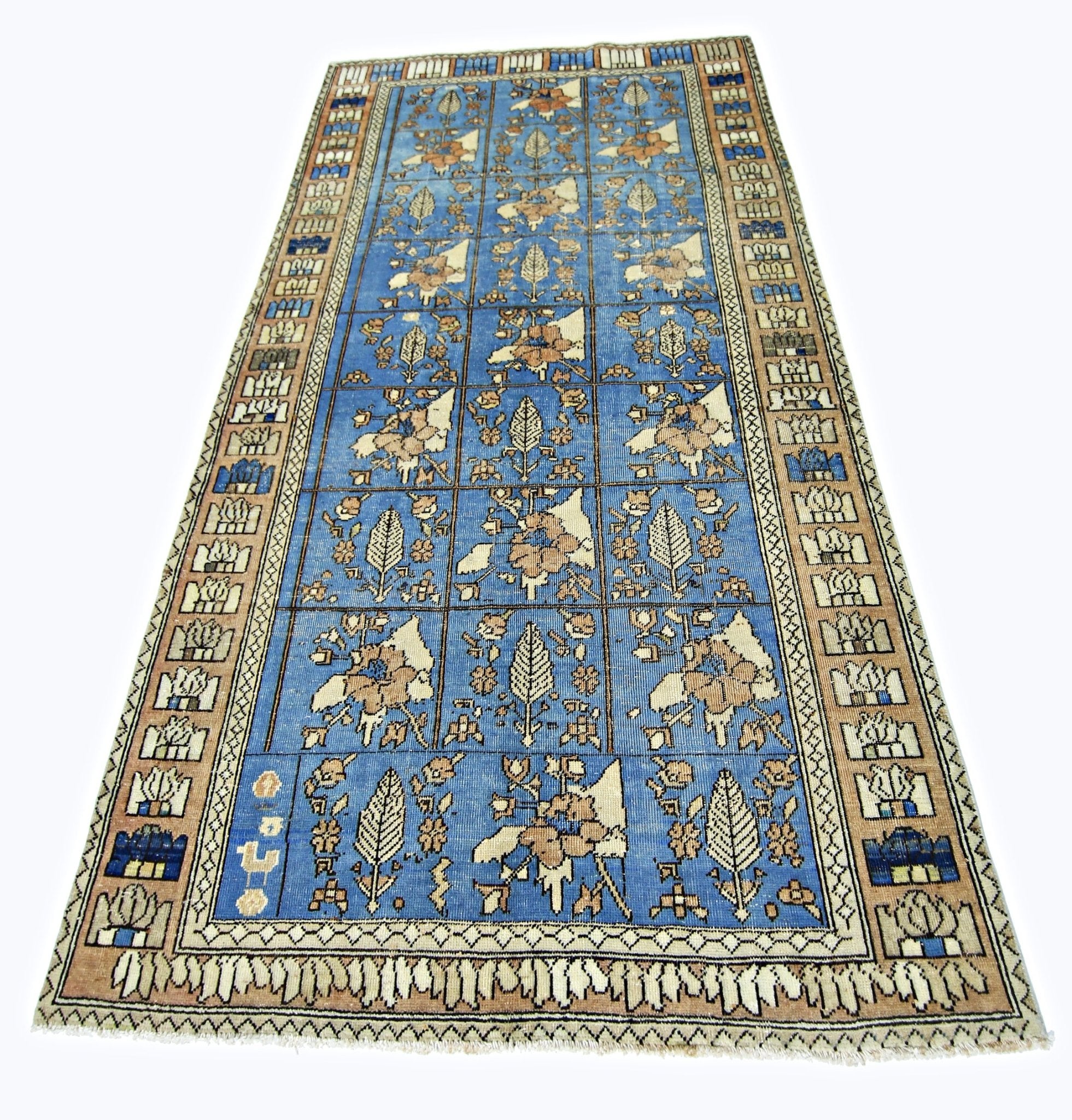 Handmade Vintage Persian Bakhtiar Rug | 219 x 125 cm | 7'2" x 4'1" - Najaf Rugs & Textile