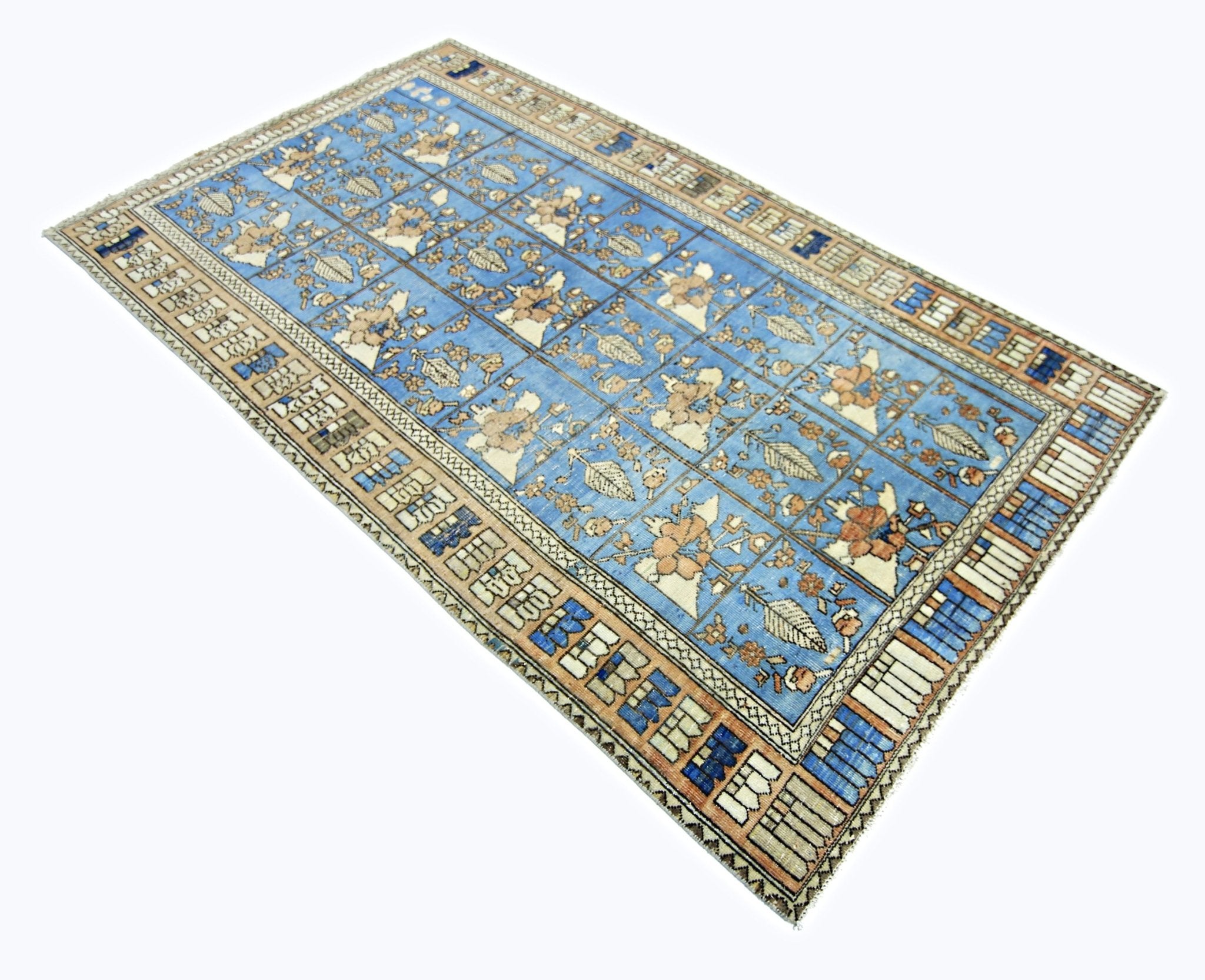 Handmade Vintage Persian Bakhtiar Rug | 219 x 125 cm | 7'2" x 4'1" - Najaf Rugs & Textile