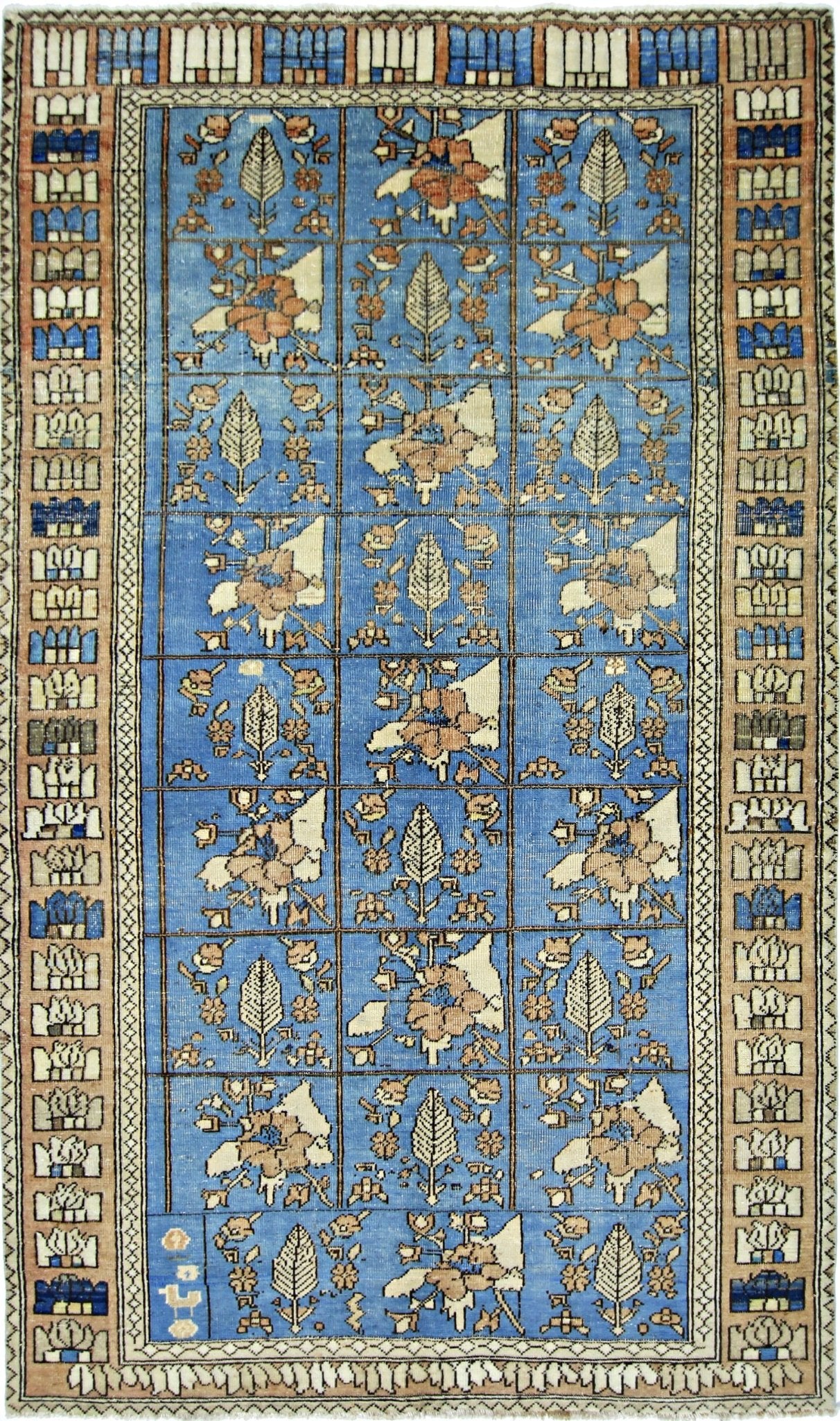 Handmade Vintage Persian Bakhtiar Rug | 219 x 125 cm | 7'2" x 4'1" - Najaf Rugs & Textile