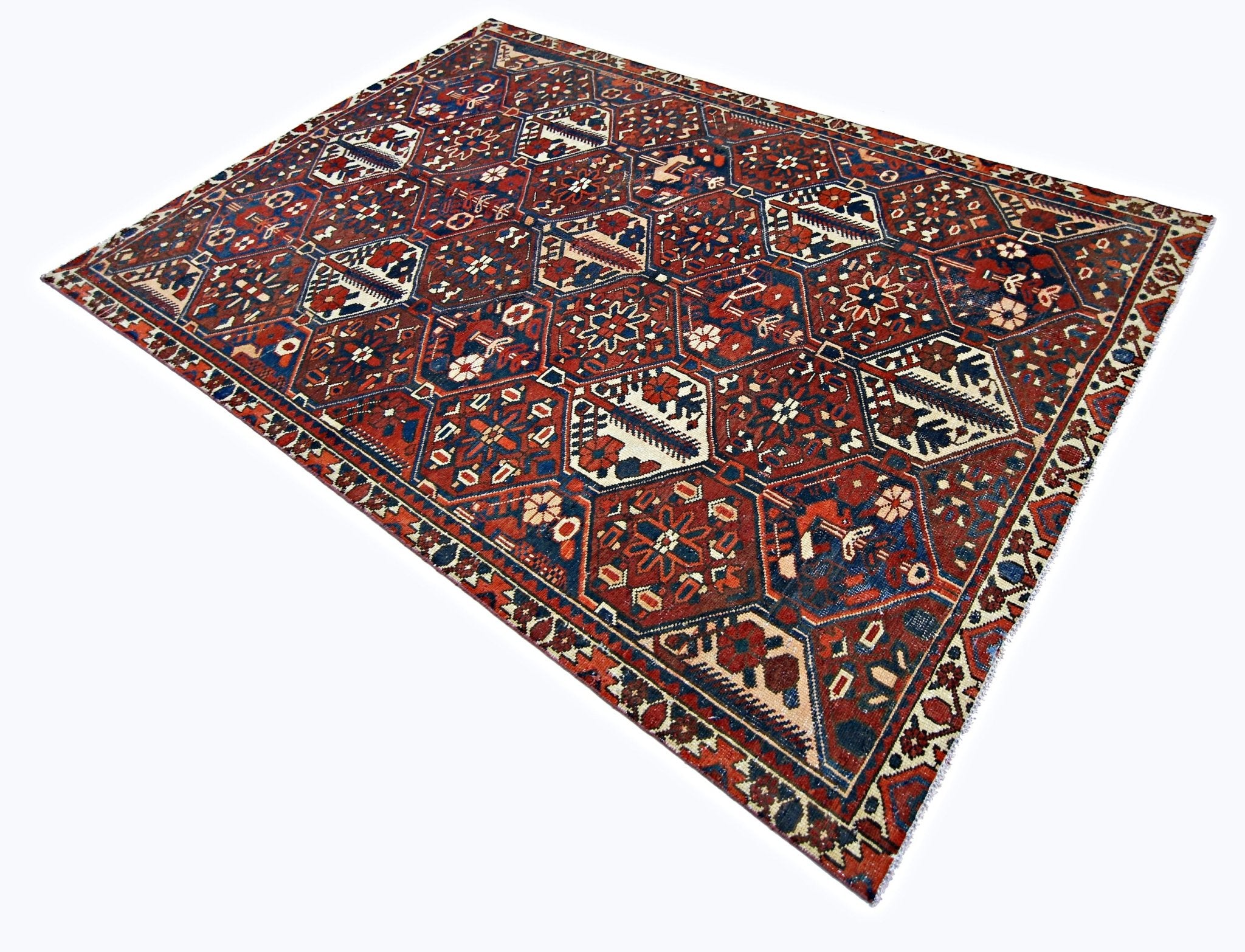 Handmade Vintage Persian Bakhtiar Rug | 275 x 180 cm | 9' x 5'11" - Najaf Rugs & Textile