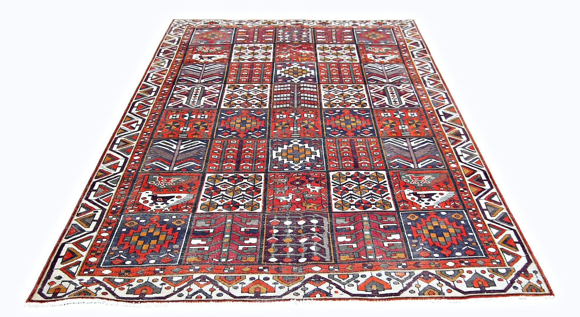 Handmade Vintage Persian Bakhtiar Rug | 278 x 187 cm | 9'1" x 6'2" - Najaf Rugs & Textile