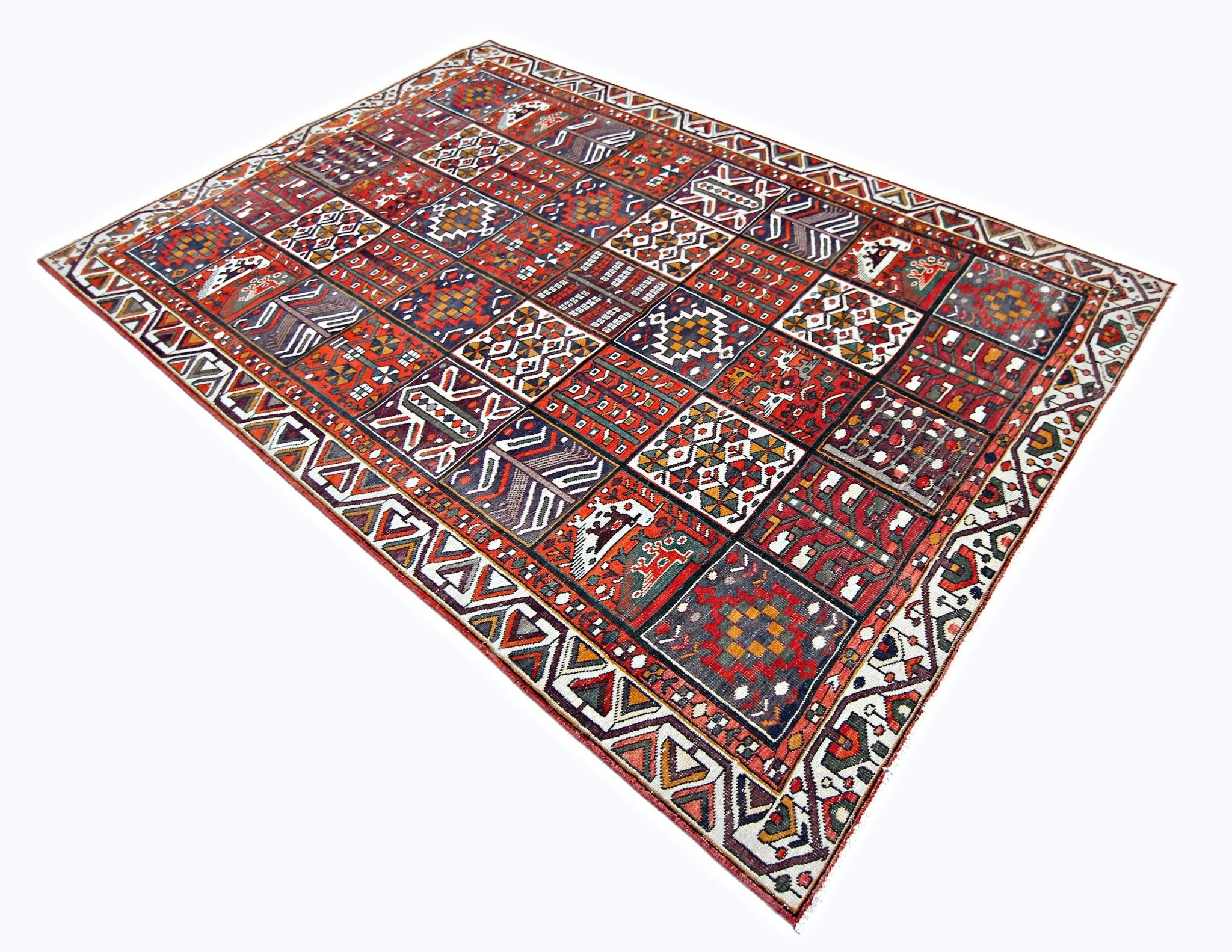 Handmade Vintage Persian Bakhtiar Rug | 278 x 187 cm | 9'1" x 6'2" - Najaf Rugs & Textile