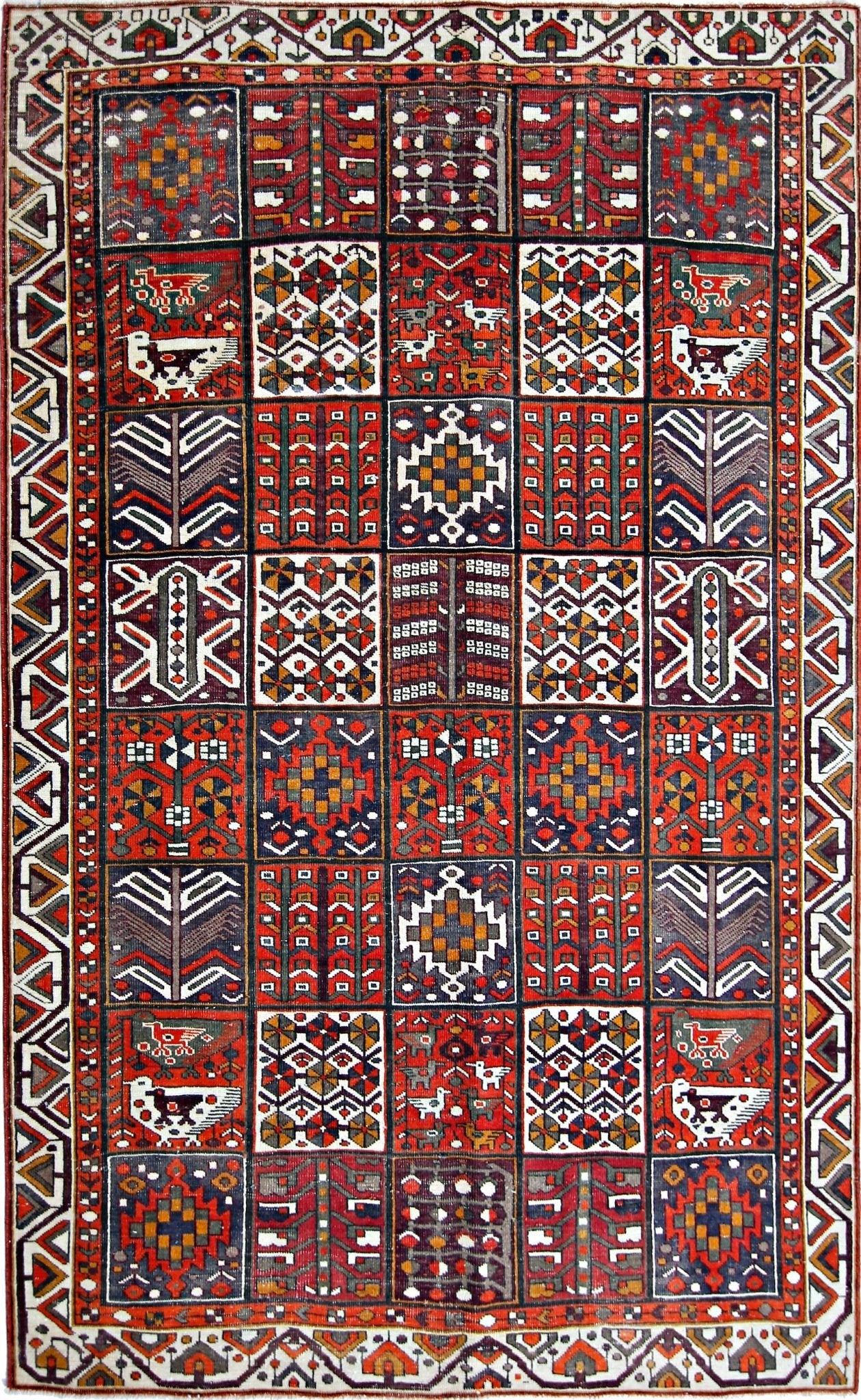Handmade Vintage Persian Bakhtiar Rug | 278 x 187 cm | 9'1" x 6'2" - Najaf Rugs & Textile
