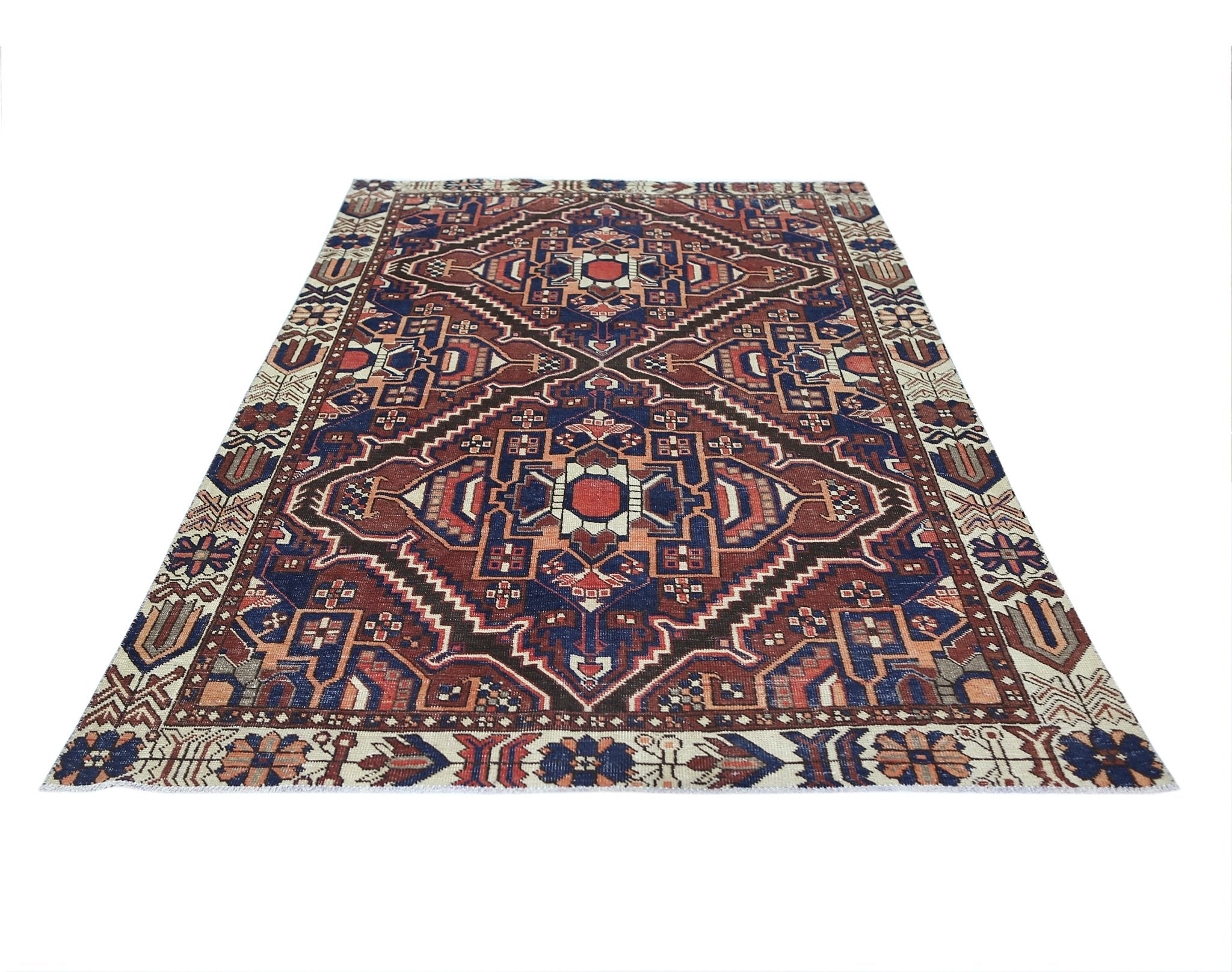 Handmade Vintage Persian Bakhtiar Rug | 282 x 189 cm | 9'3" x 6'2" - Najaf Rugs & Textile
