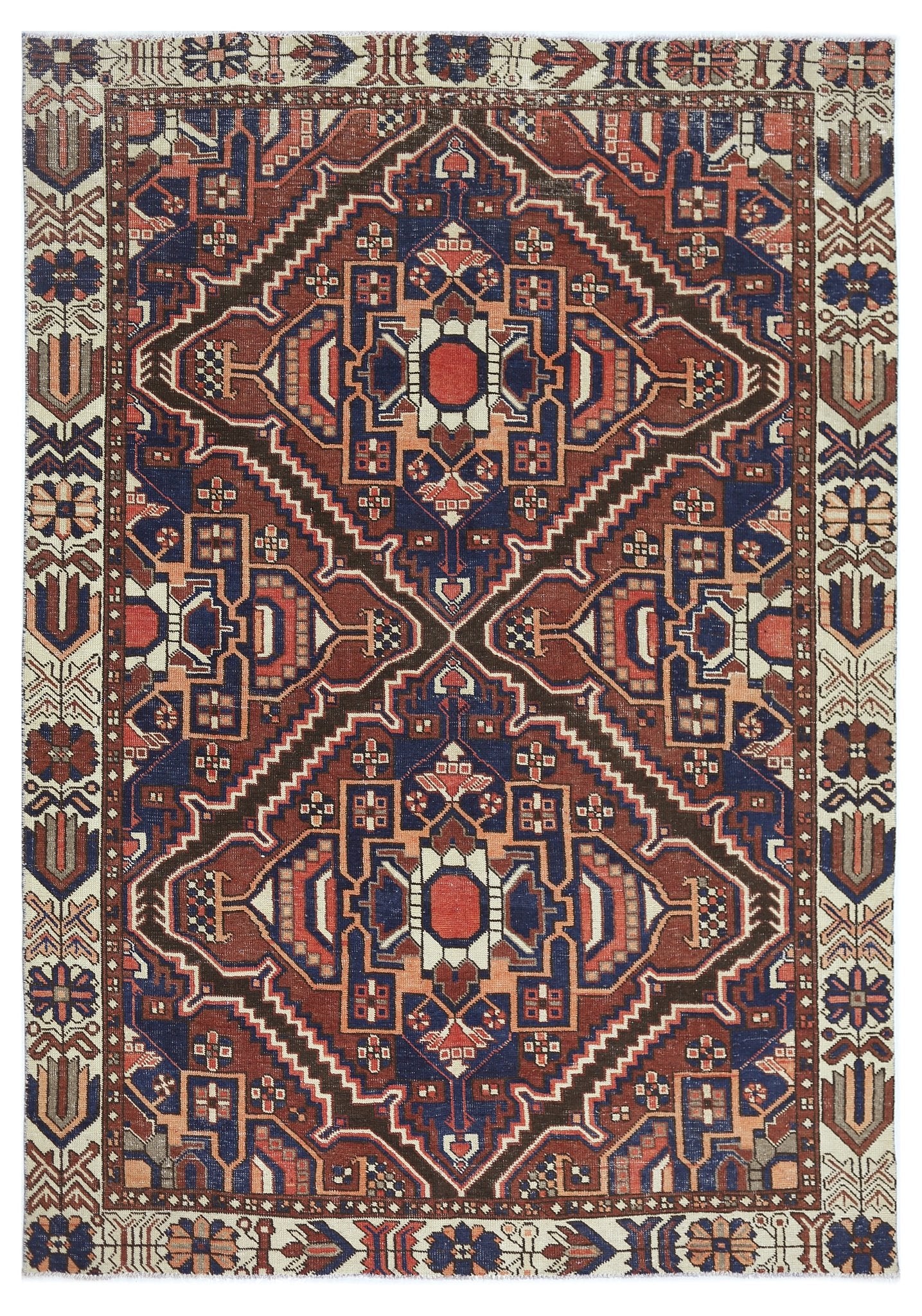 Handmade Vintage Persian Bakhtiar Rug | 282 x 189 cm | 9'3" x 6'2" - Najaf Rugs & Textile