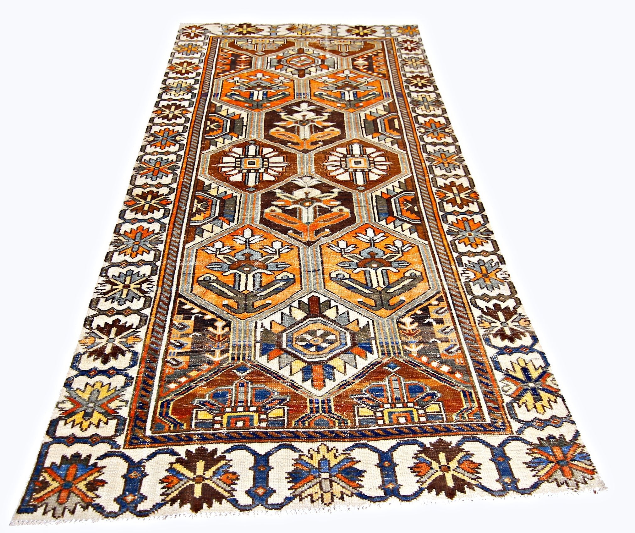 Handmade Vintage Persian Bakhtiar Rug | 283 x 138 cm | 9'3" x 4'6" - Najaf Rugs & Textile
