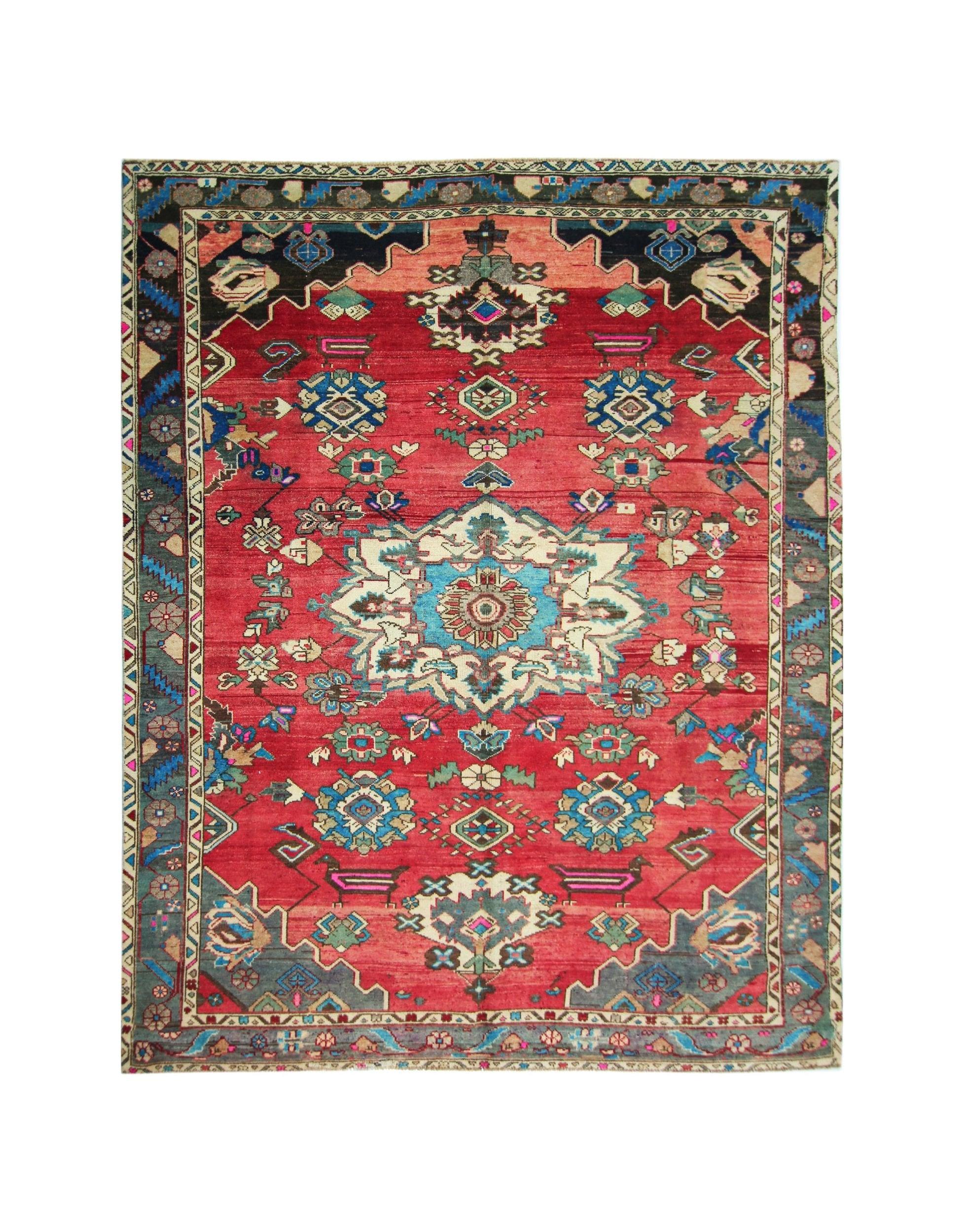Handmade Vintage Persian Bakhtiar Rug | 283 x 221 cm | 9'3" x 7'3" - Najaf Rugs & Textile