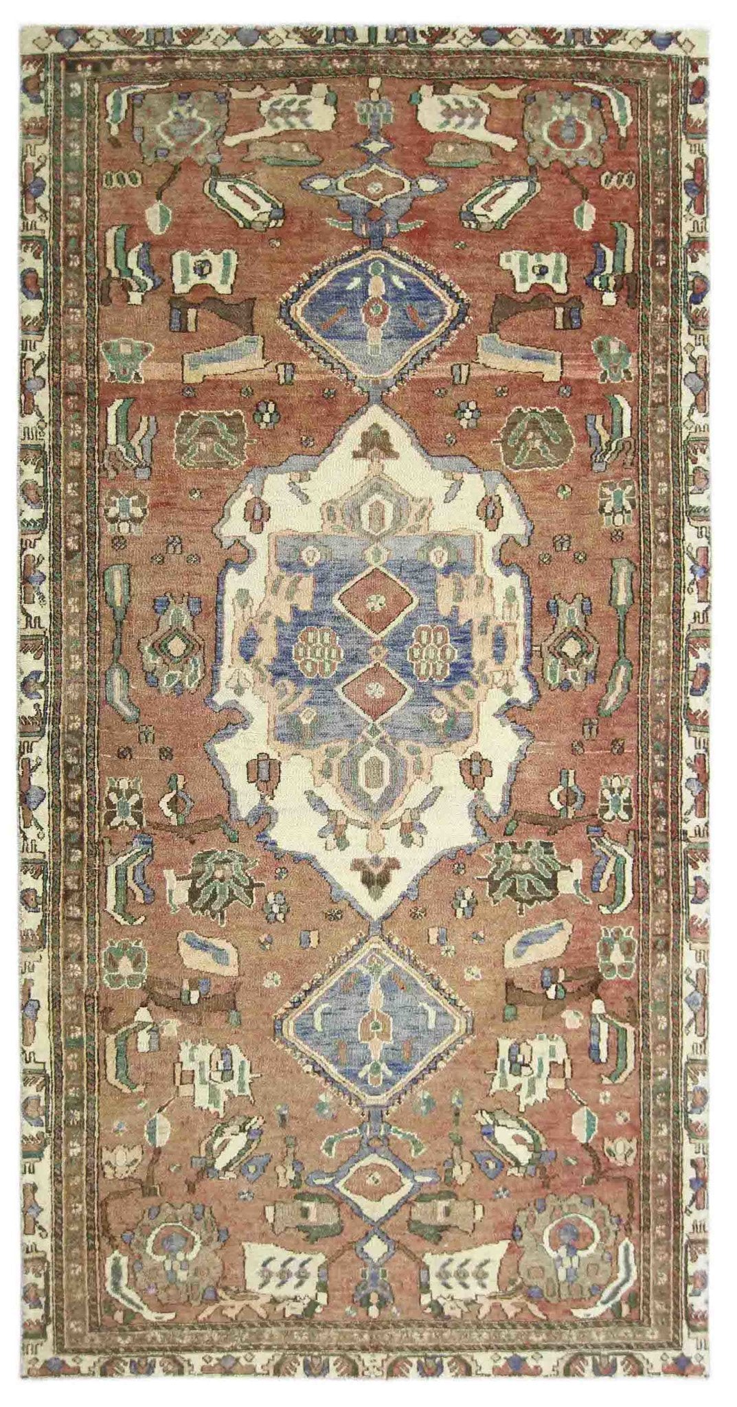 Handmade Vintage Persian Bakhtiar Rug | 284 x 139 cm | 9'4" x 4'7" - Najaf Rugs & Textile