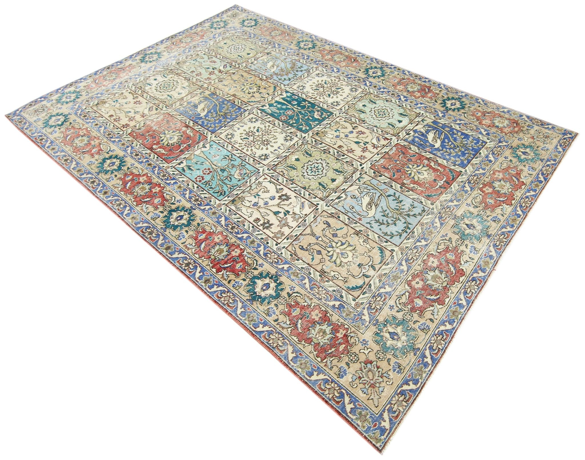 Handmade Vintage Persian Bakhtiar Rug | 285 x 193 cm | 9'4" x 6'4" - Najaf Rugs & Textile