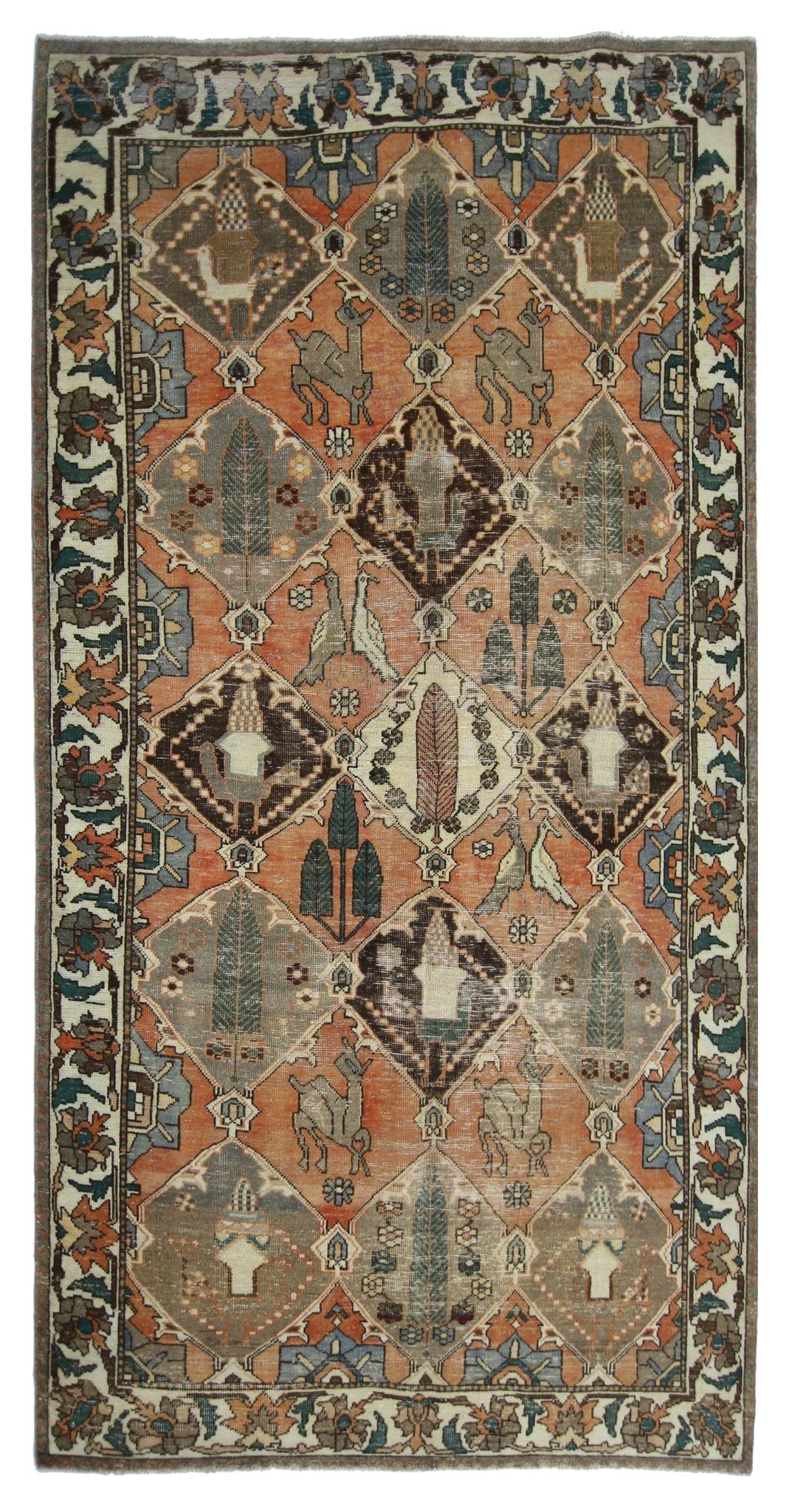 Handmade Vintage Persian Bakhtiar Rug | 286 x 161 cm | 9'5" x 5'3" - Najaf Rugs & Textile