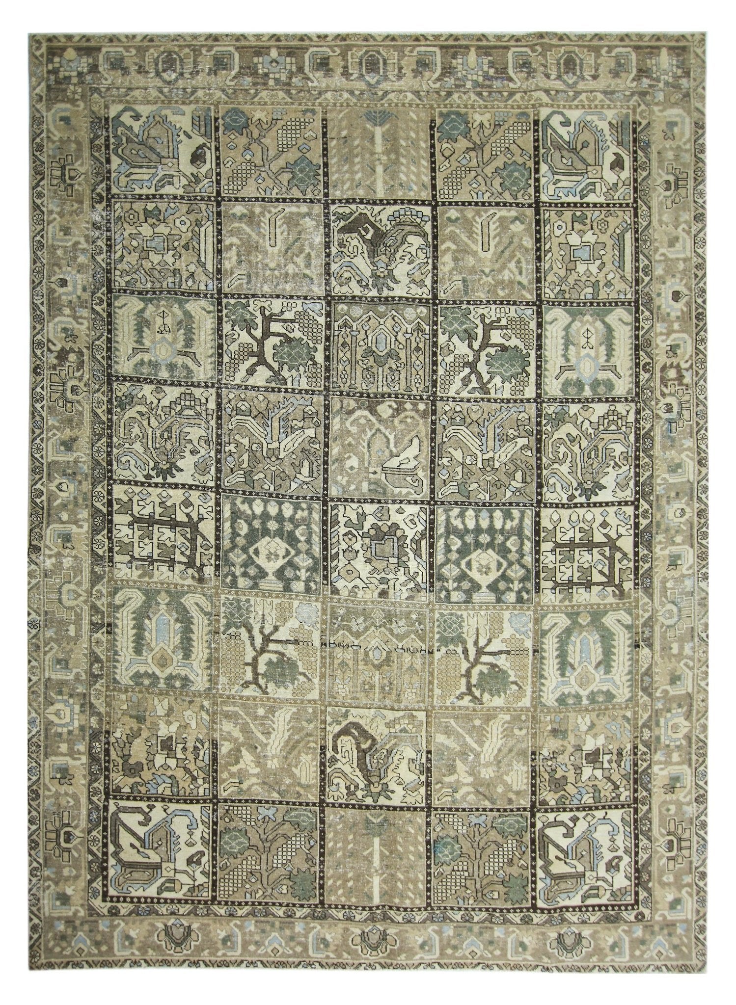 Handmade Vintage Persian Bakhtiar Rug | 287 x 214 cm | 9'5" x 7' - Najaf Rugs & Textile