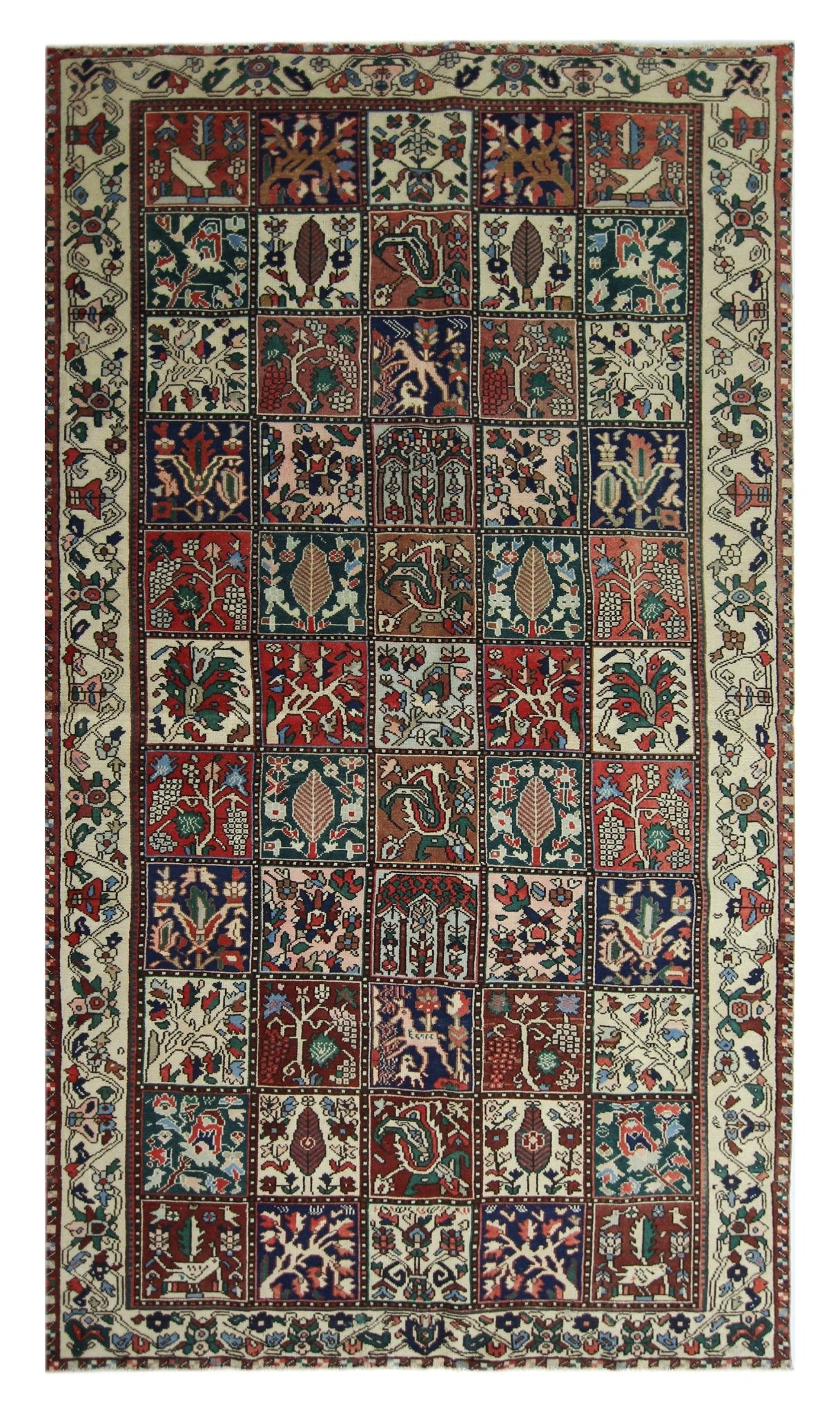 Handmade Vintage Persian Bakhtiar Rug | 288 x 151 cm | 9'6" x 4'11" - Najaf Rugs & Textile