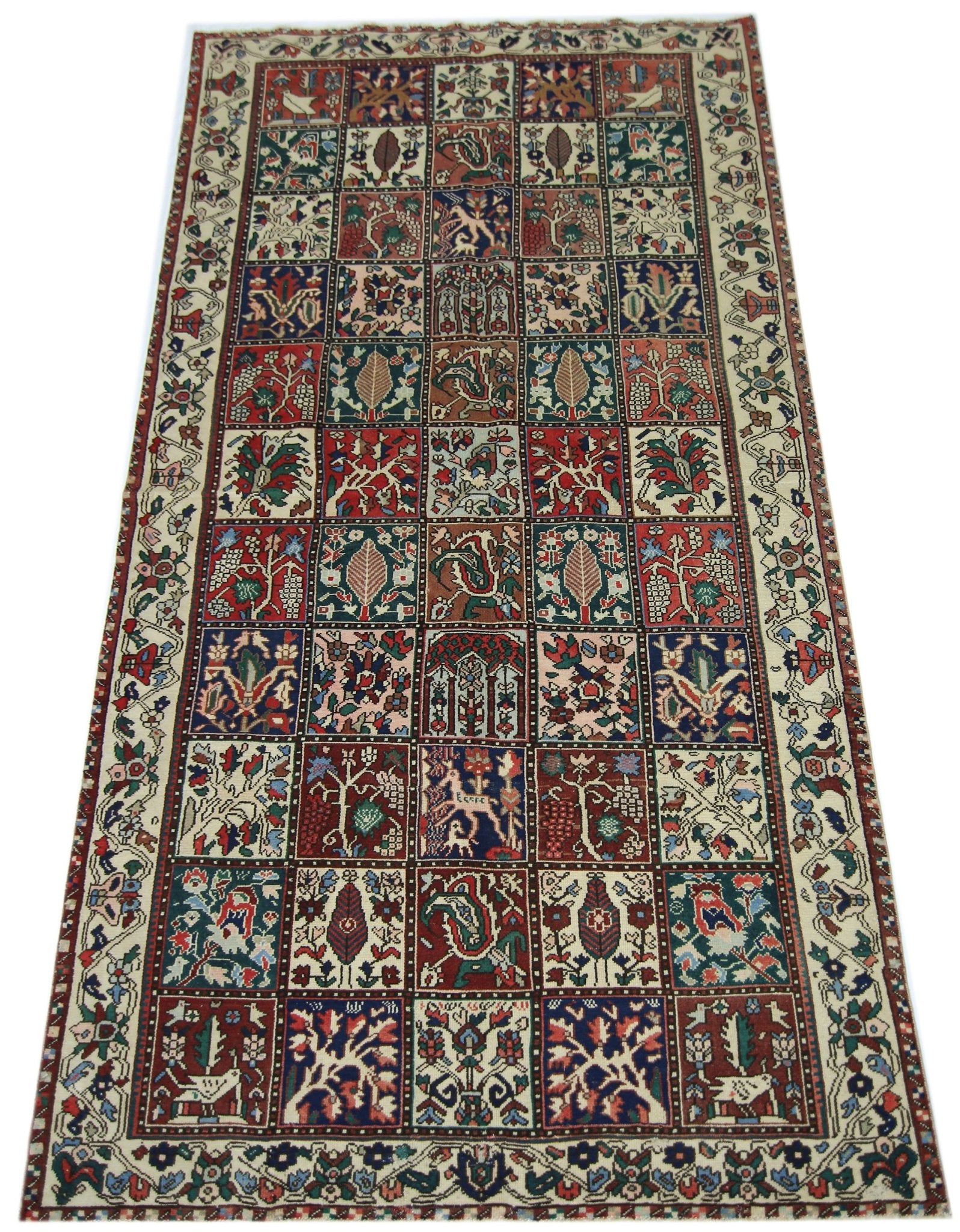 Handmade Vintage Persian Bakhtiar Rug | 288 x 151 cm | 9'6" x 4'11" - Najaf Rugs & Textile