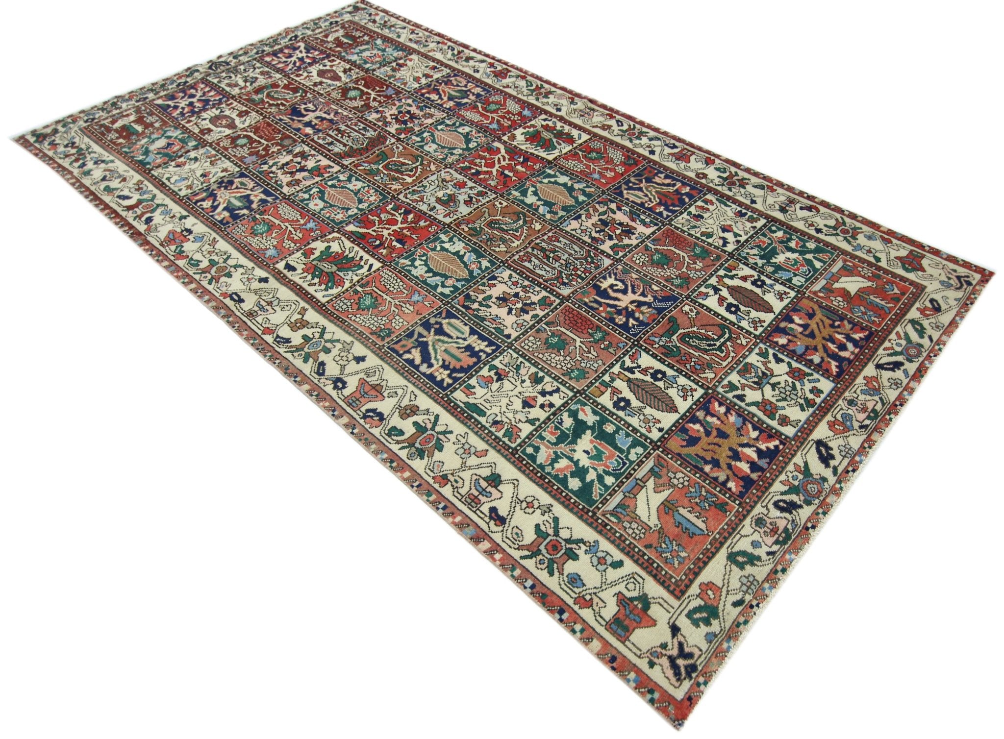 Handmade Vintage Persian Bakhtiar Rug | 288 x 151 cm | 9'6" x 4'11" - Najaf Rugs & Textile