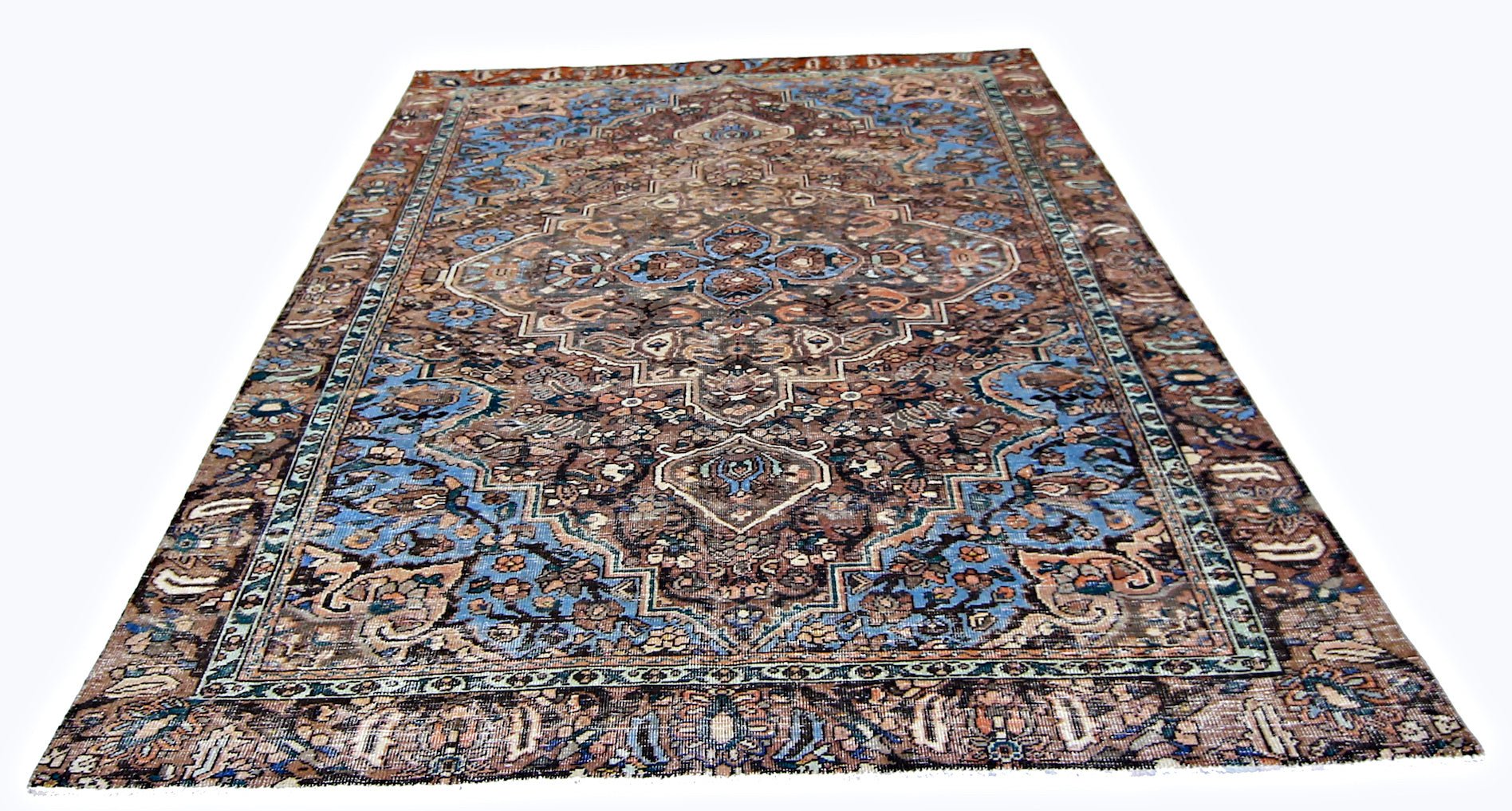Handmade Vintage Persian Bakhtiar Rug | 288 x 193 cm | 9'5" x 6'4" - Najaf Rugs & Textile