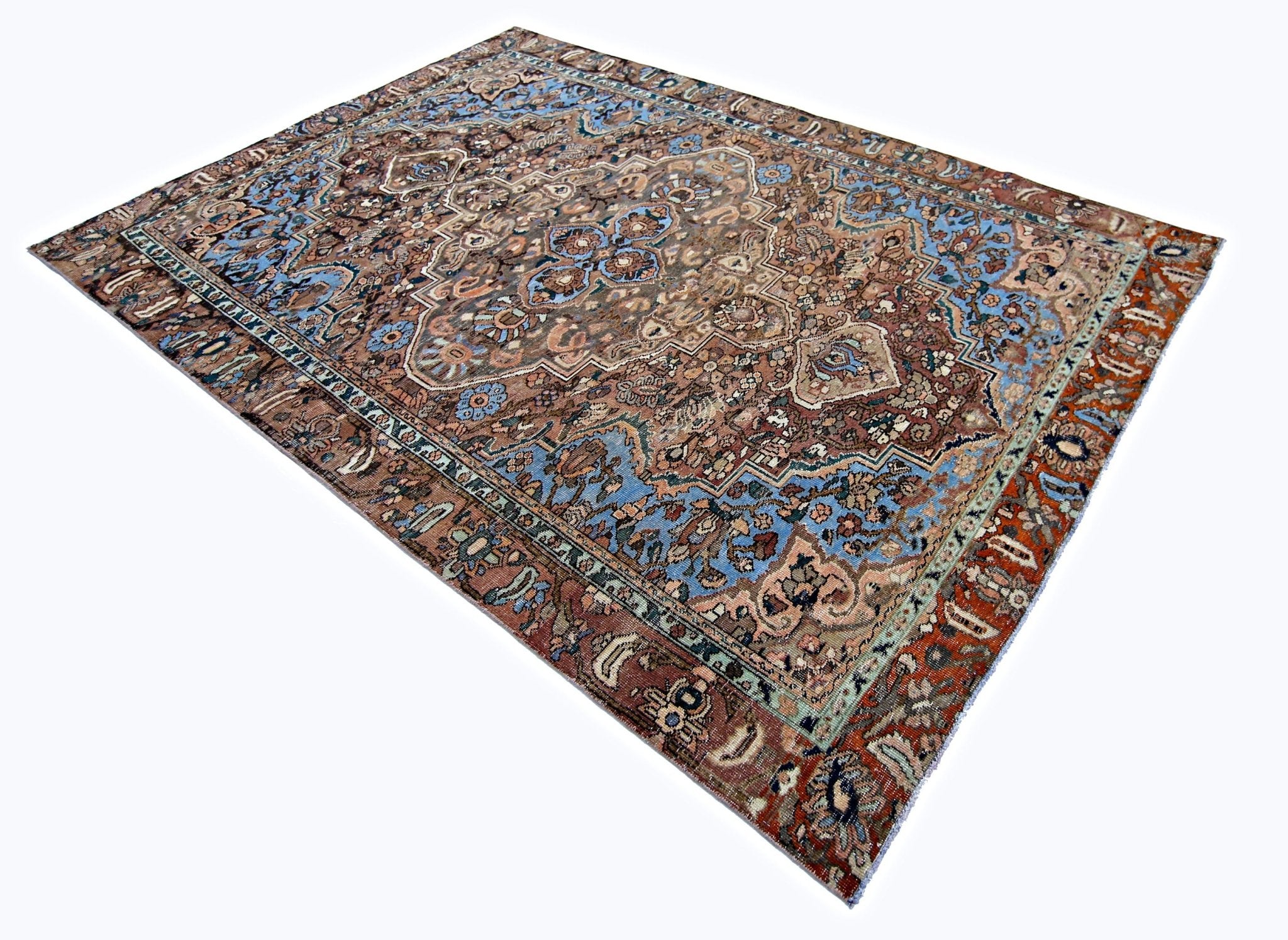 Handmade Vintage Persian Bakhtiar Rug | 288 x 193 cm | 9'5" x 6'4" - Najaf Rugs & Textile