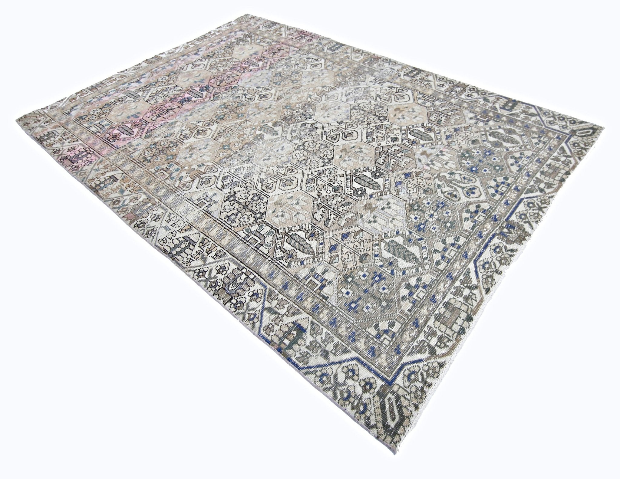 Handmade Vintage Persian Bakhtiar Rug | 289 x 188 cm | 9'6" x 6'2" - Najaf Rugs & Textile