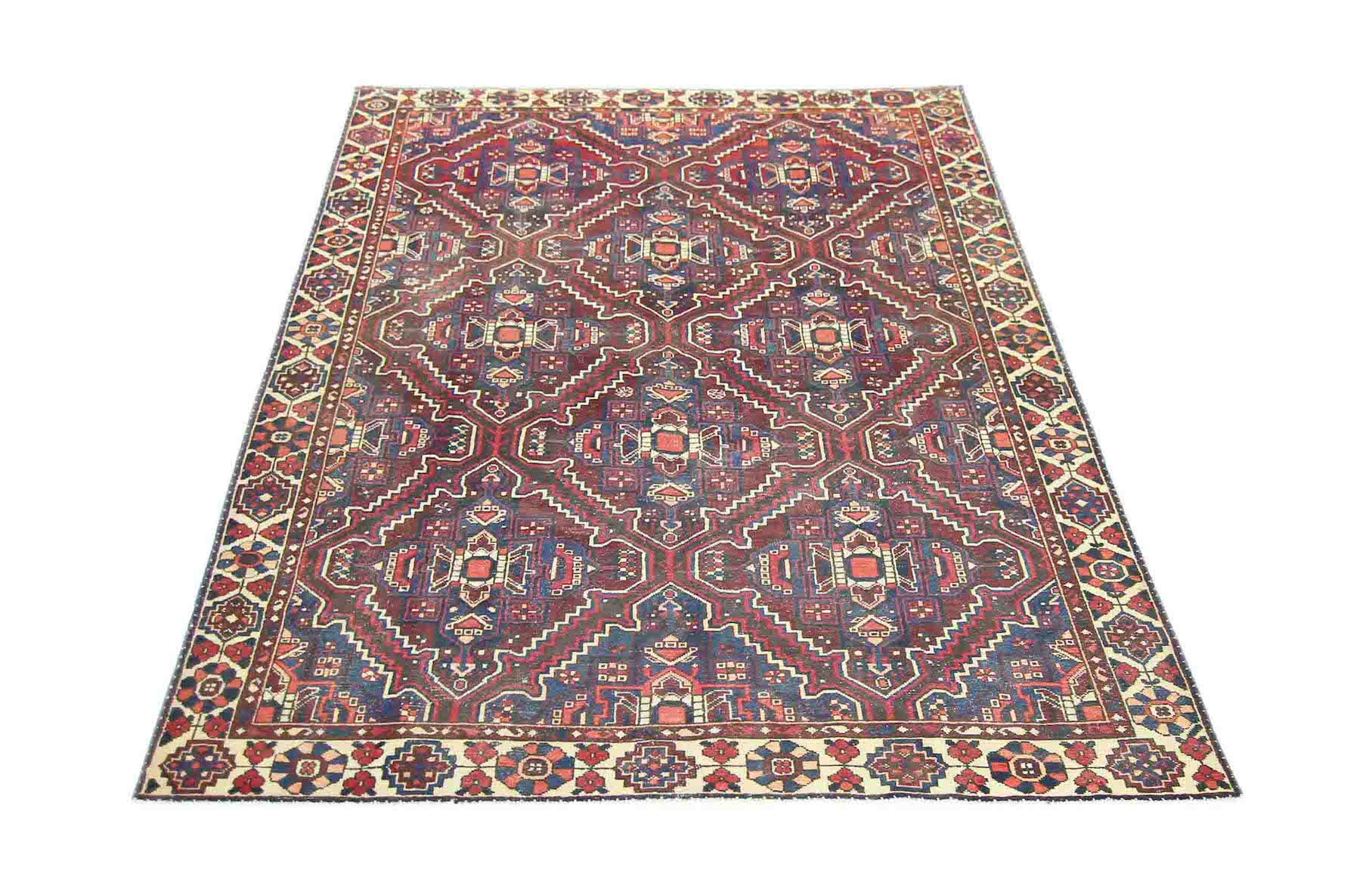 Handmade Vintage Persian Bakhtiar Rug | 290 x 213 cm | 9'6" x 7' - Najaf Rugs & Textile