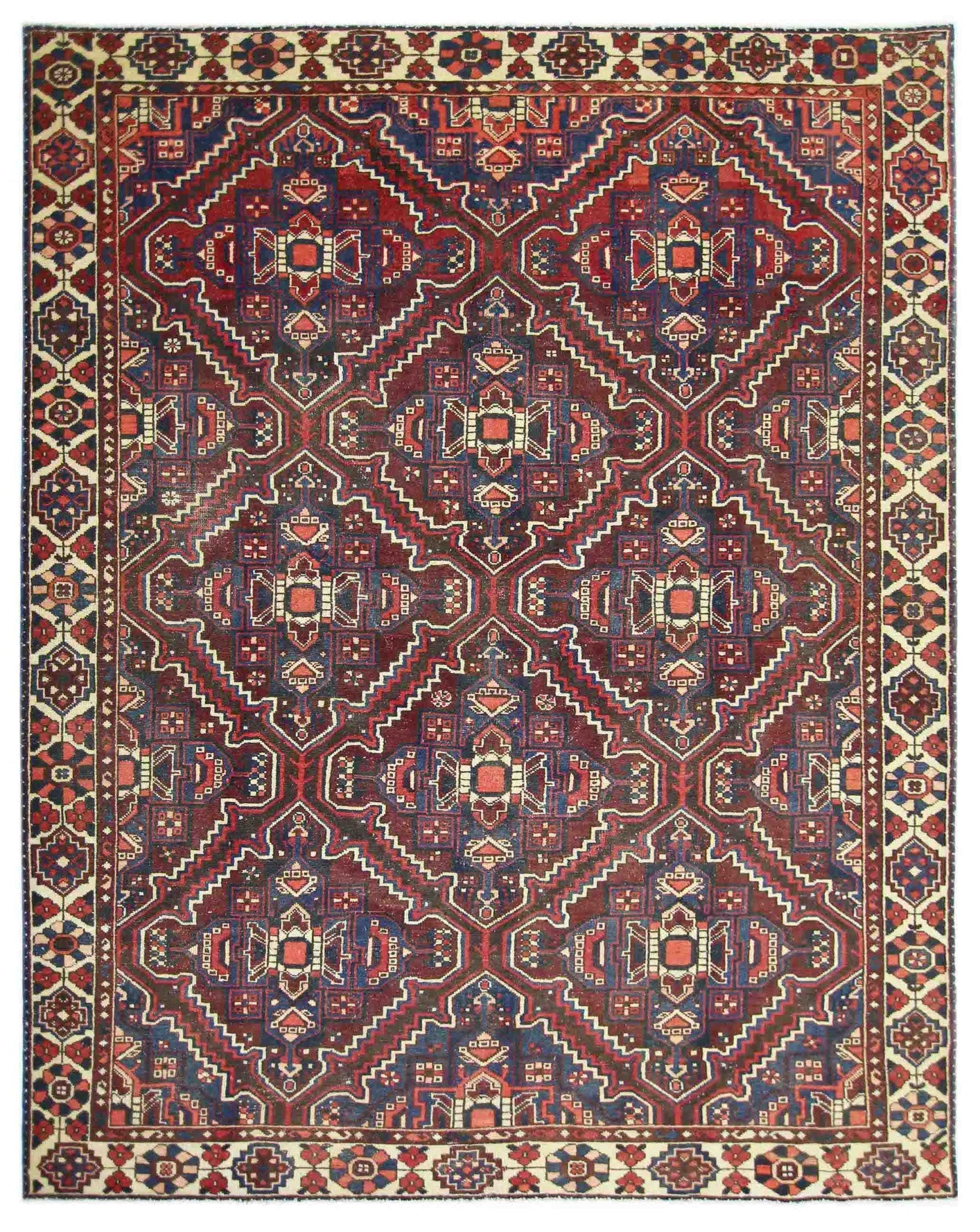 Handmade Vintage Persian Bakhtiar Rug | 290 x 213 cm | 9'6" x 7' - Najaf Rugs & Textile