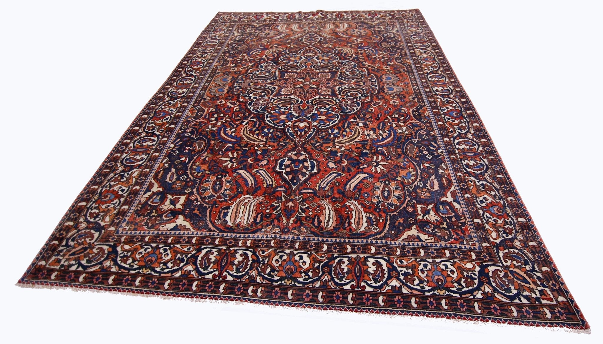 Handmade Vintage Persian Bakhtiar Rug | 295 x 225 cm | 9'8" x 7'4" - Najaf Rugs & Textile