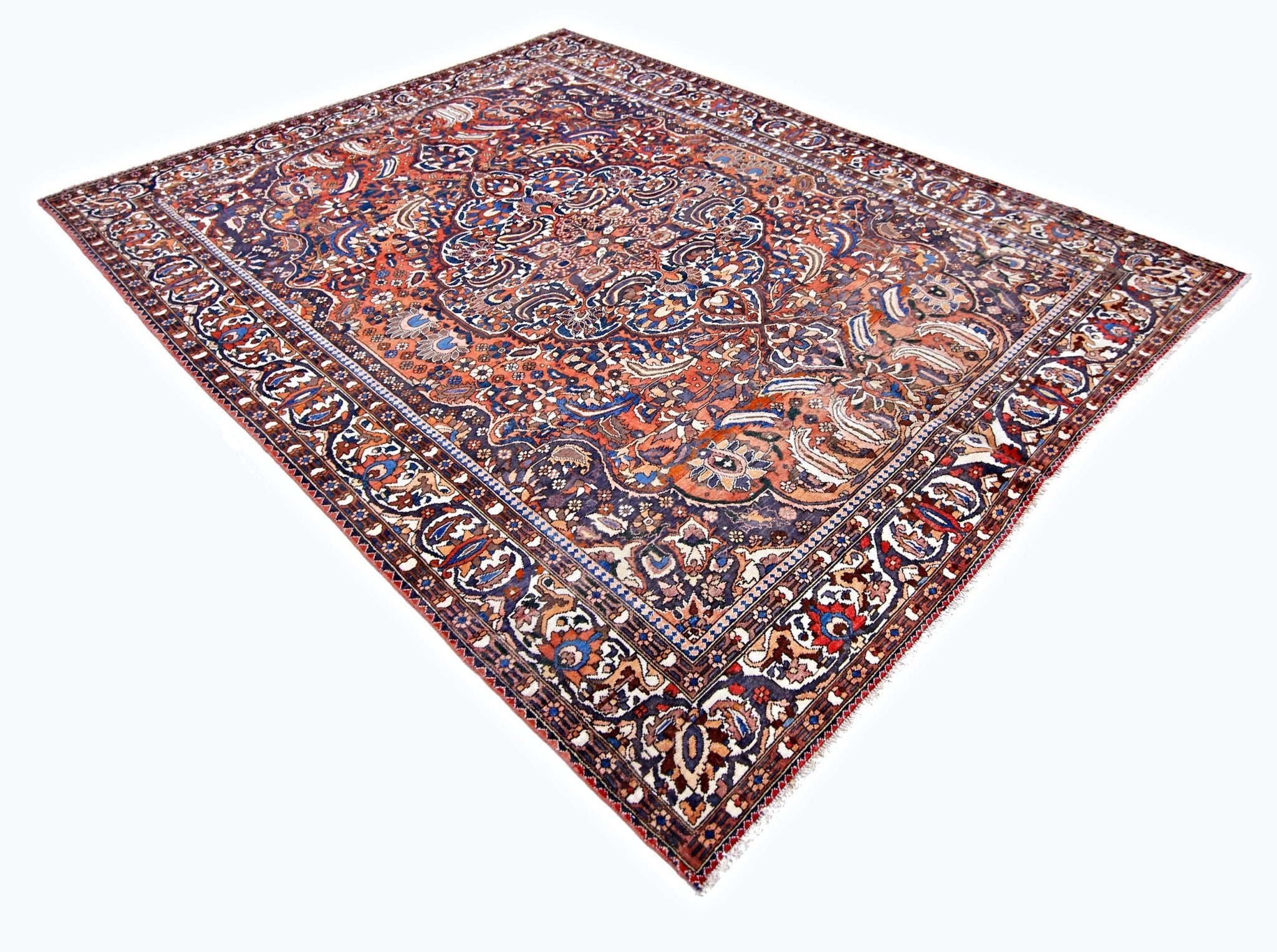 Handmade Vintage Persian Bakhtiar Rug | 295 x 225 cm | 9'8" x 7'4" - Najaf Rugs & Textile