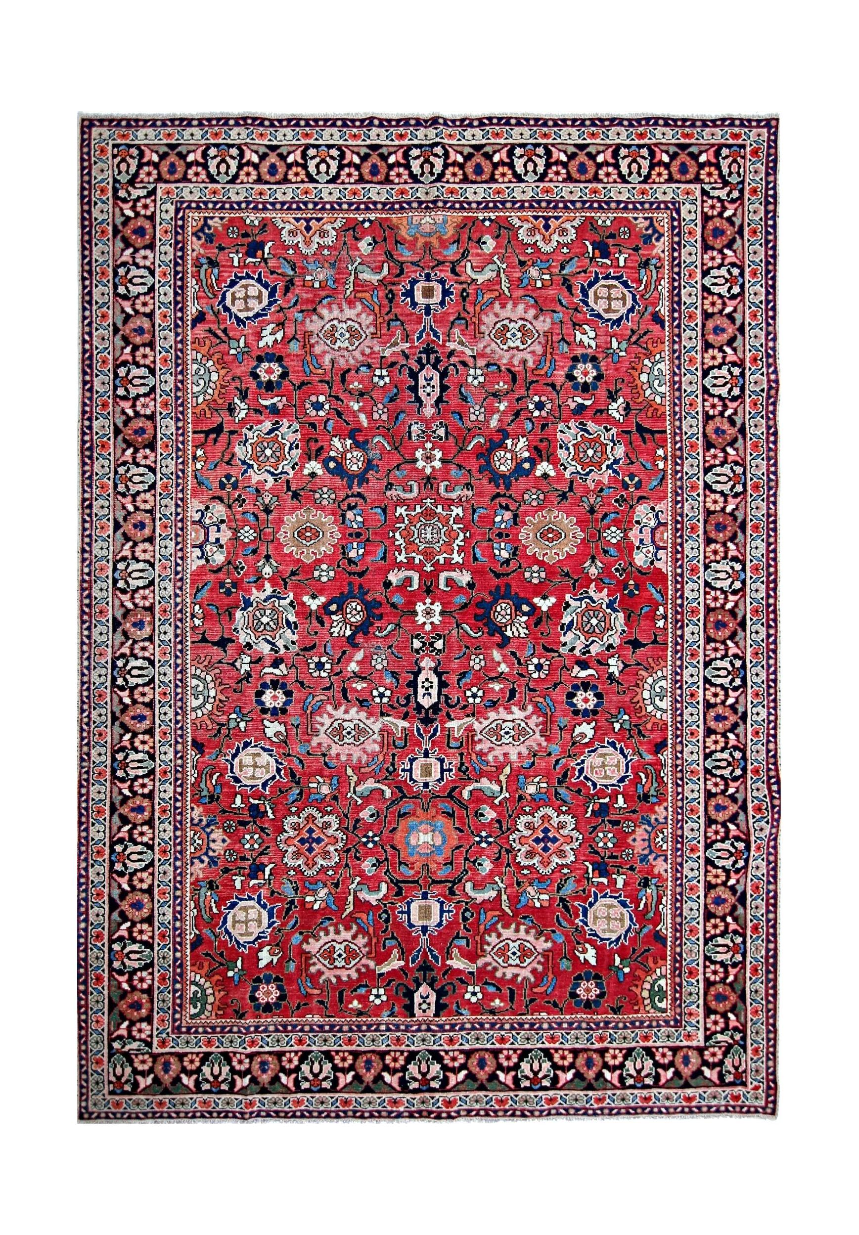 Handmade Vintage Persian Bakhtiar Rug | 296 x 227 cm | 9'8" x 7'5" - Najaf Rugs & Textile