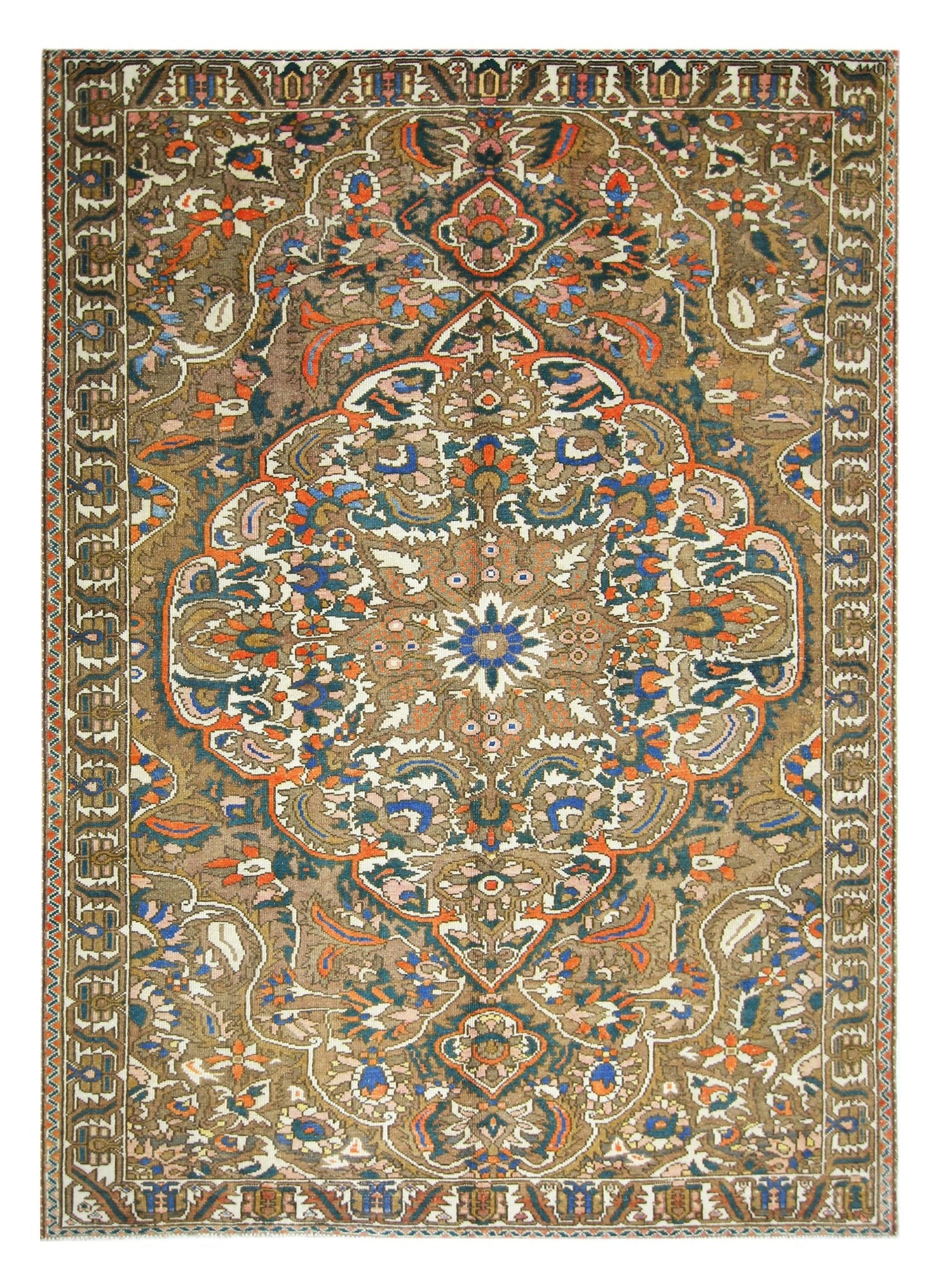Handmade Vintage Persian Bakhtiar Rug | 297 x 211 cm | 9'9" x 6'11" - Najaf Rugs & Textile