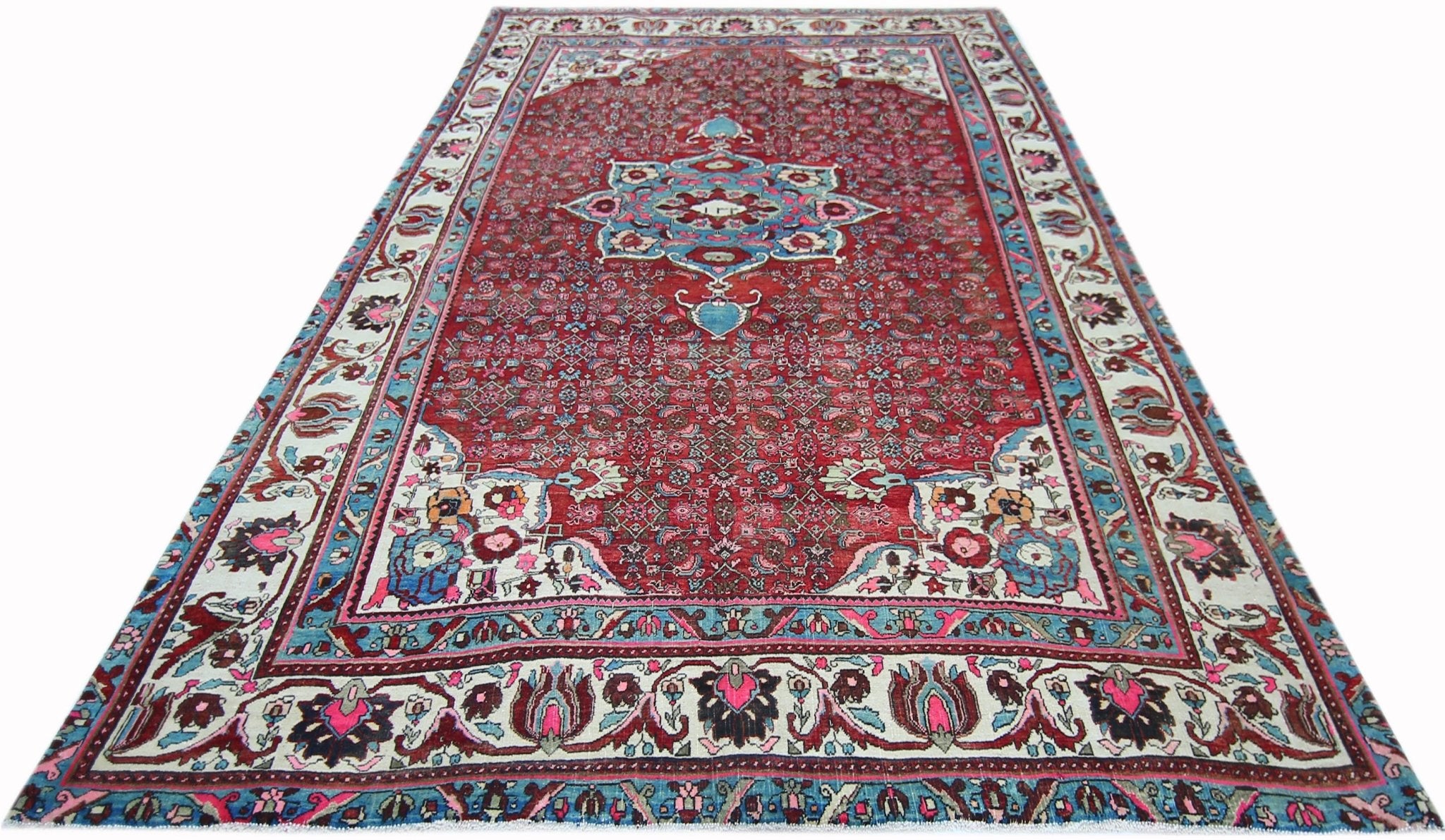 Handmade Vintage Persian Bakhtiar Rug | 298 x 207 cm | 9'9" x 6'10" - Najaf Rugs & Textile