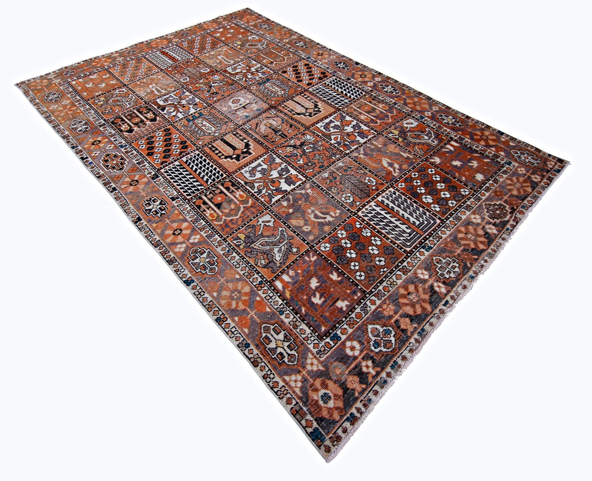 Handmade Vintage Persian Bakhtiar Rug | 299 x 192 cm | 9'9" x 6'3" - Najaf Rugs & Textile